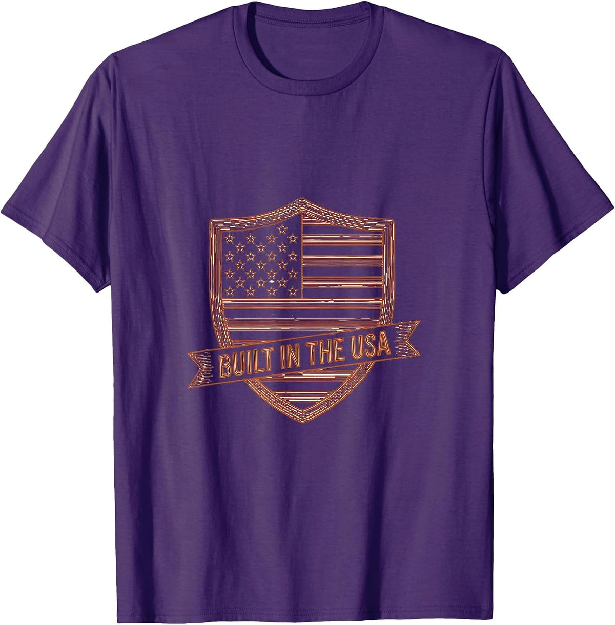 Men's Built in the USA American Flag Patriotic Design T-Shirt - Purple