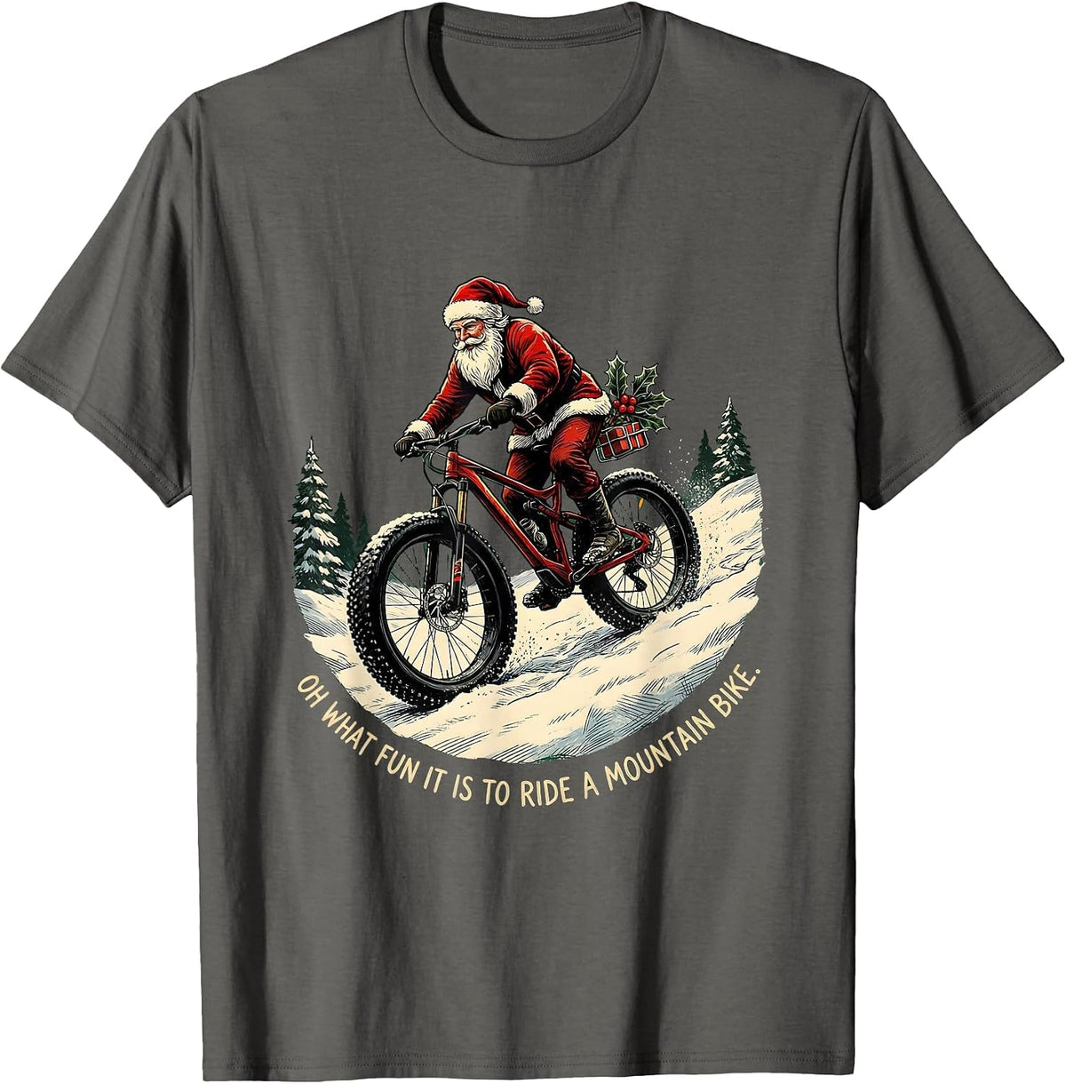 Men's Oh What Fun It Is To Ride A Mountain Bike Biker T-Shirt - Asphalt Grey