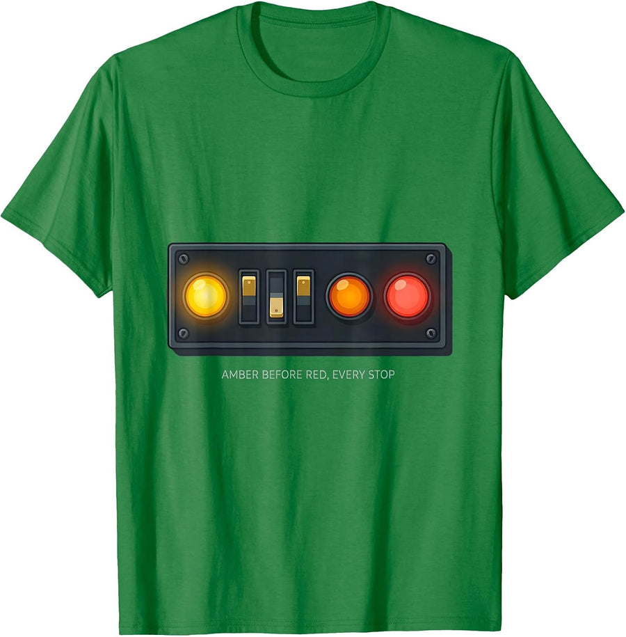 Men's Amber Before Red Every Stop Funny School Bus Driver Gift T-Shirt - Kelly Green