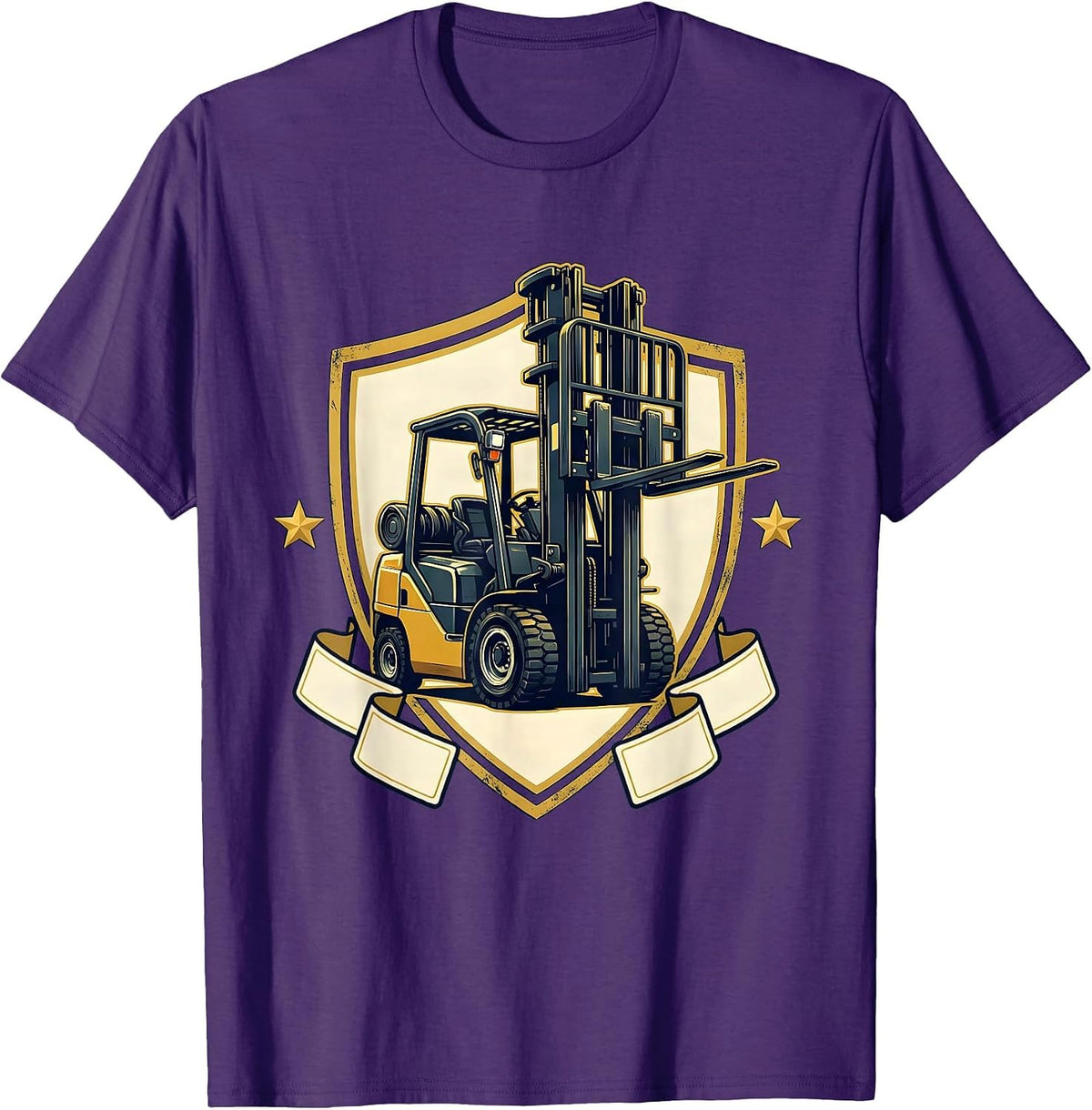 Men's Forklift Operator Emblem Humor Gift T-Shirt - Purple