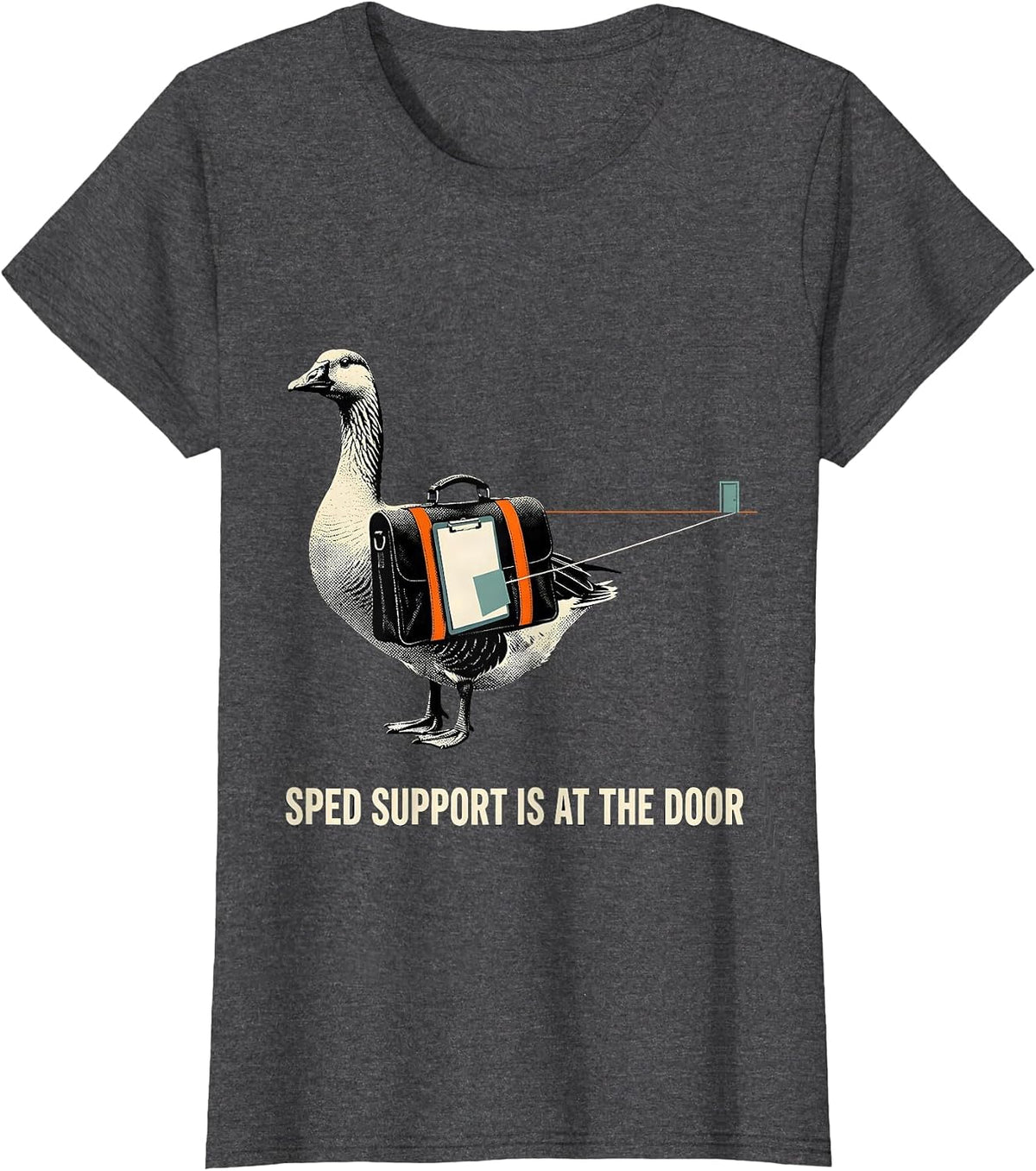 Women's SPED Support Is At The Door Funny SPED Teacher Special T-Shirt - Dark Heather Grey