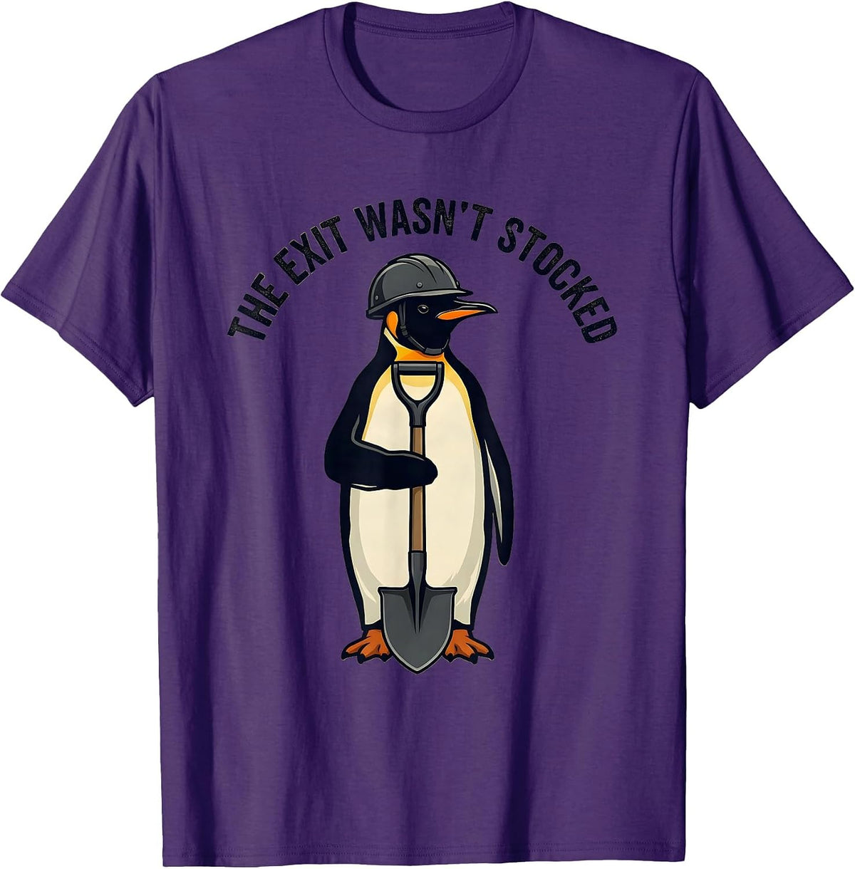 The Exit Wasn't Stocked Funny Tactical Penguin Meme Humor T-Shirt - Purple
