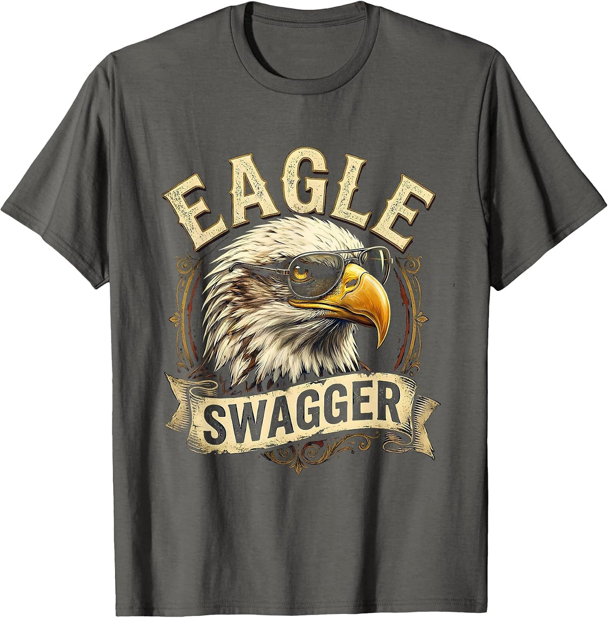 Men's Eagle Swagger Vintage Bald Eagle Wildlife Lover Kids Humor T-Shirt - Asphalt Grey