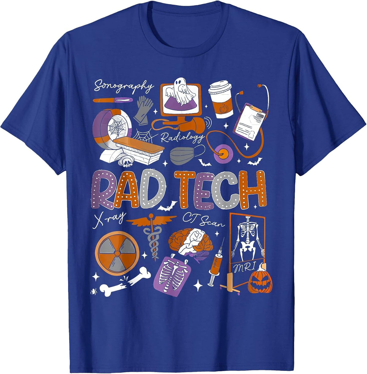 Radiology Technologist Halloween Ghost Rad Tech Halloween T-Shirt - Royal Blue
