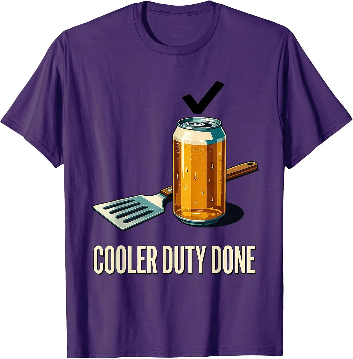 Men's Cooler Duty Done Midcentury Modern Labor Day Cookout Beer T-Shirt - Purple