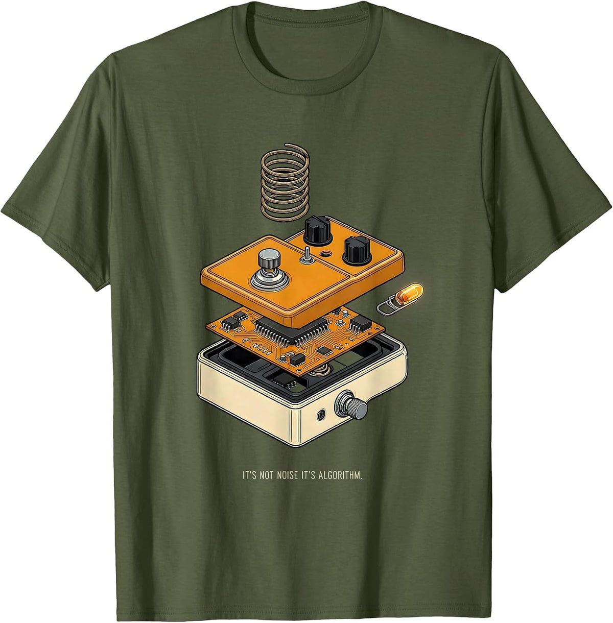 Men's Its Not Noise Its Algorithm Funny Heavy Metal Metalhead T-Shirt - Olive Green