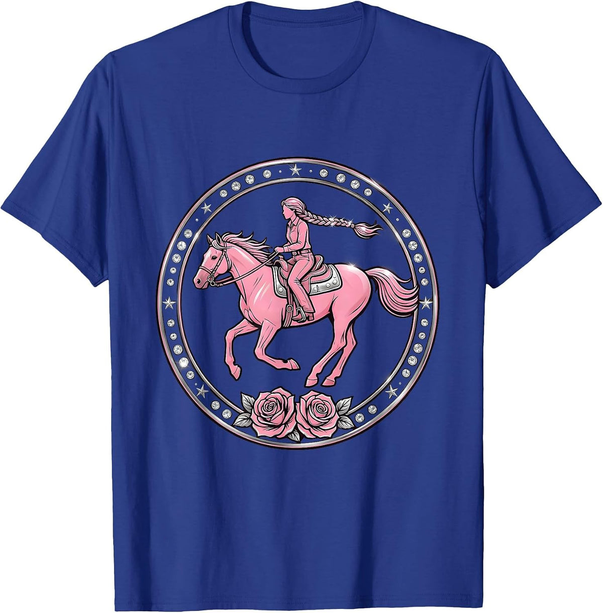 Men's Braided Rider Bareback Through the Field T-Shirt - Royal Blue