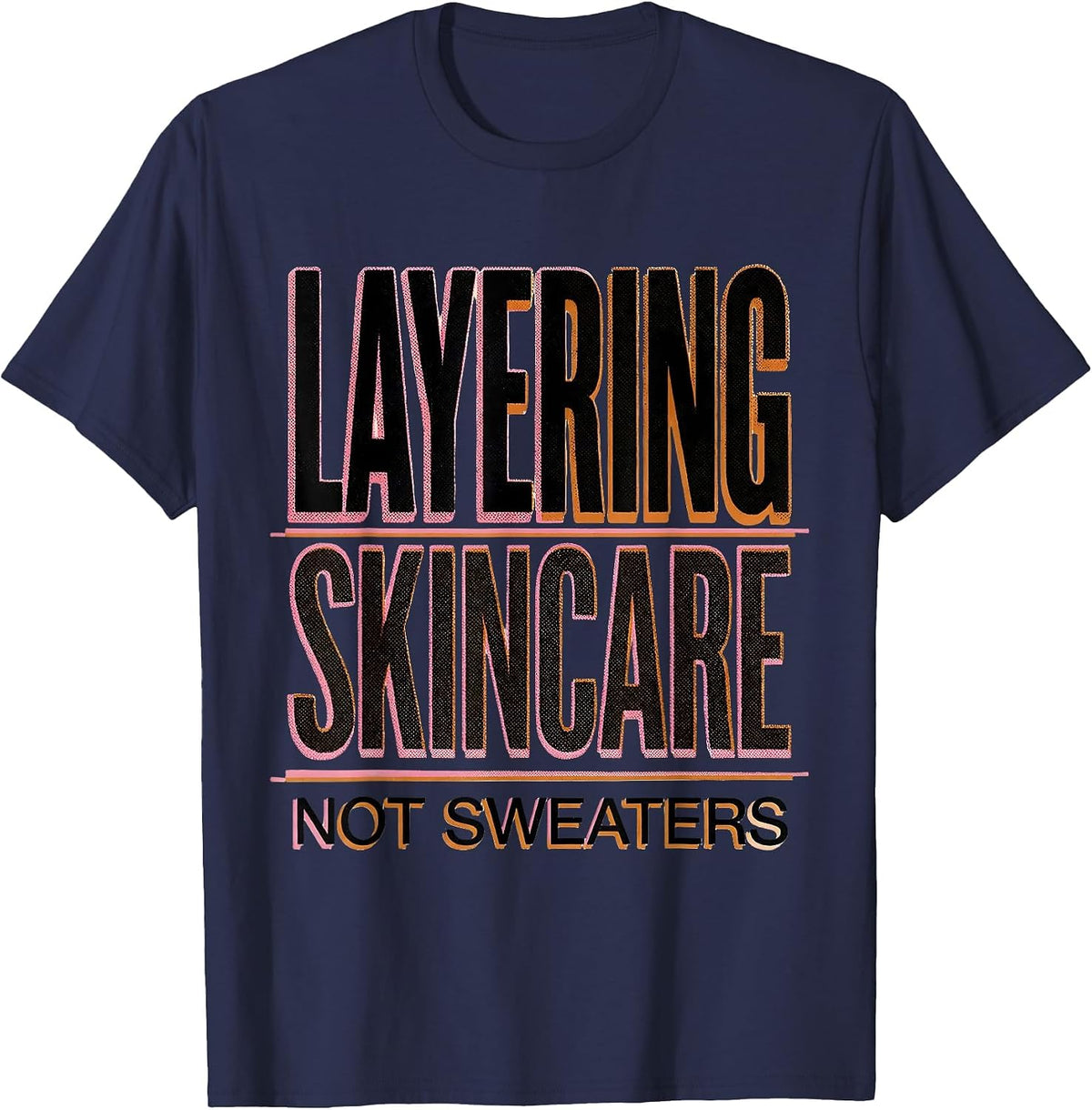 K-Beauty Skincare Fall Layering Design T-Shirt - Navy Blue