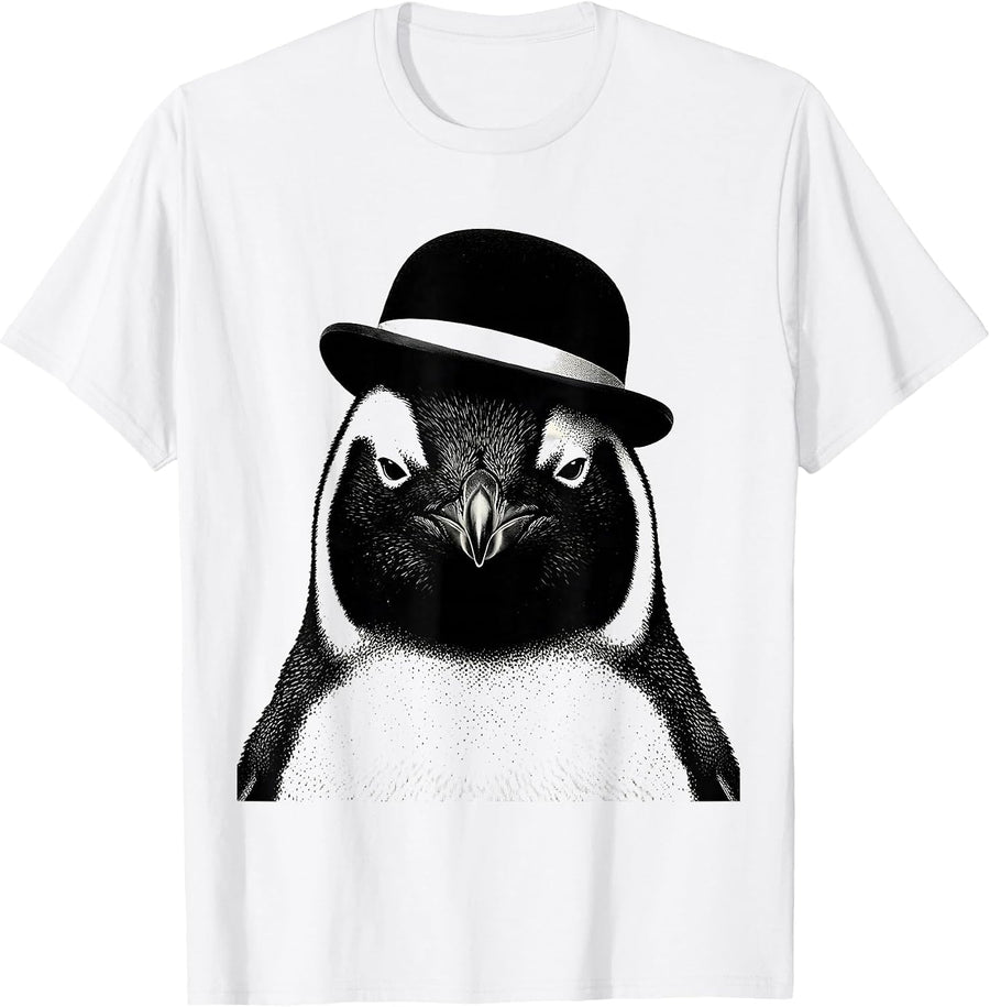 Men's Penguin Bust Novelty Animal Mascot Graphic T-Shirt - White
