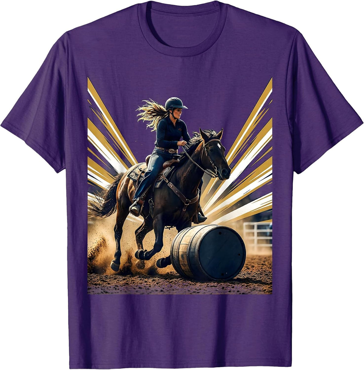 Men's Barrel Racing Ponytail Flying Rodeo Graphic T-Shirt - Purple