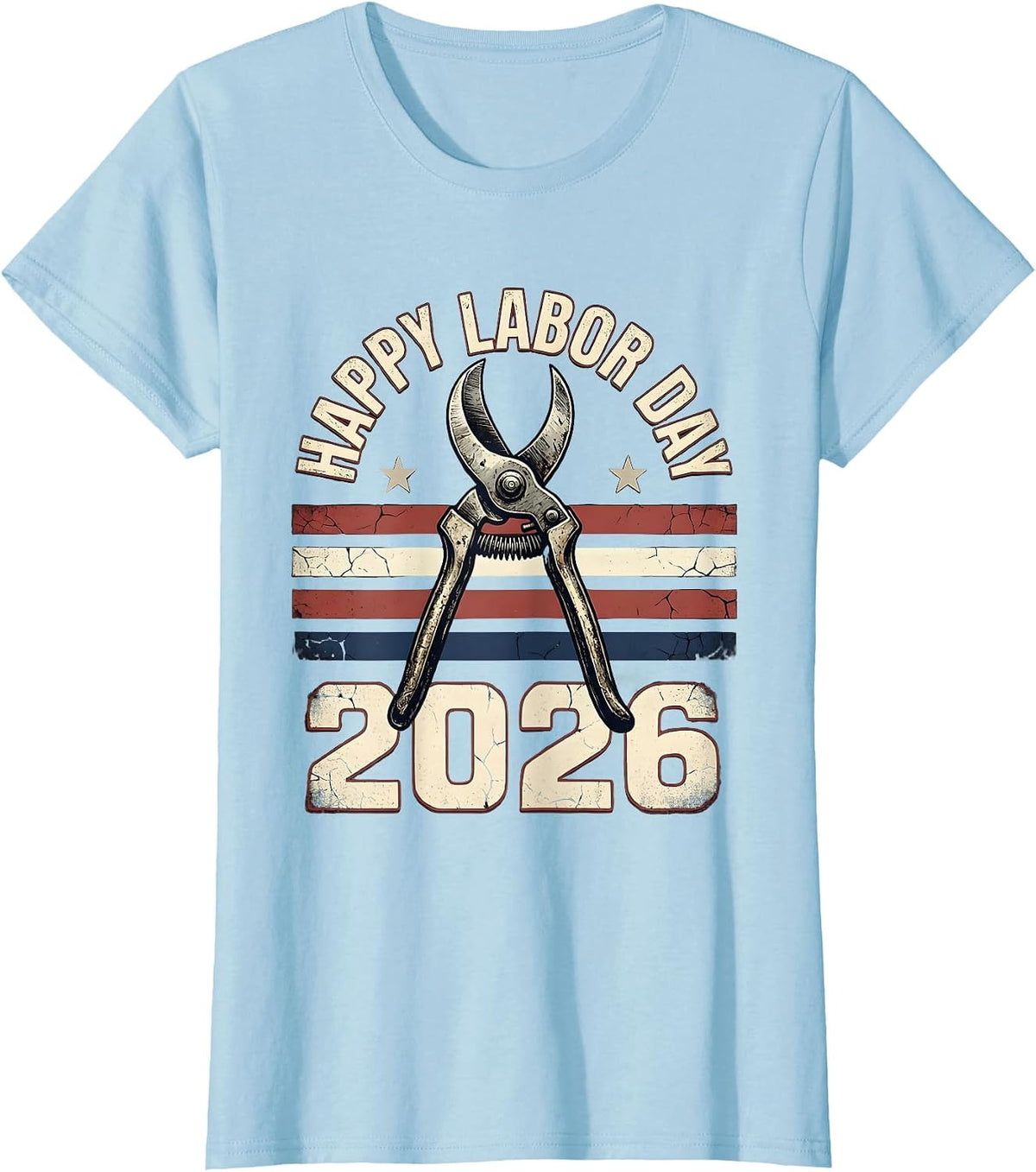 Happy Labor Day 2026 Distressed Patriotic Union Worker Pride T-Shirt - Baby Blue