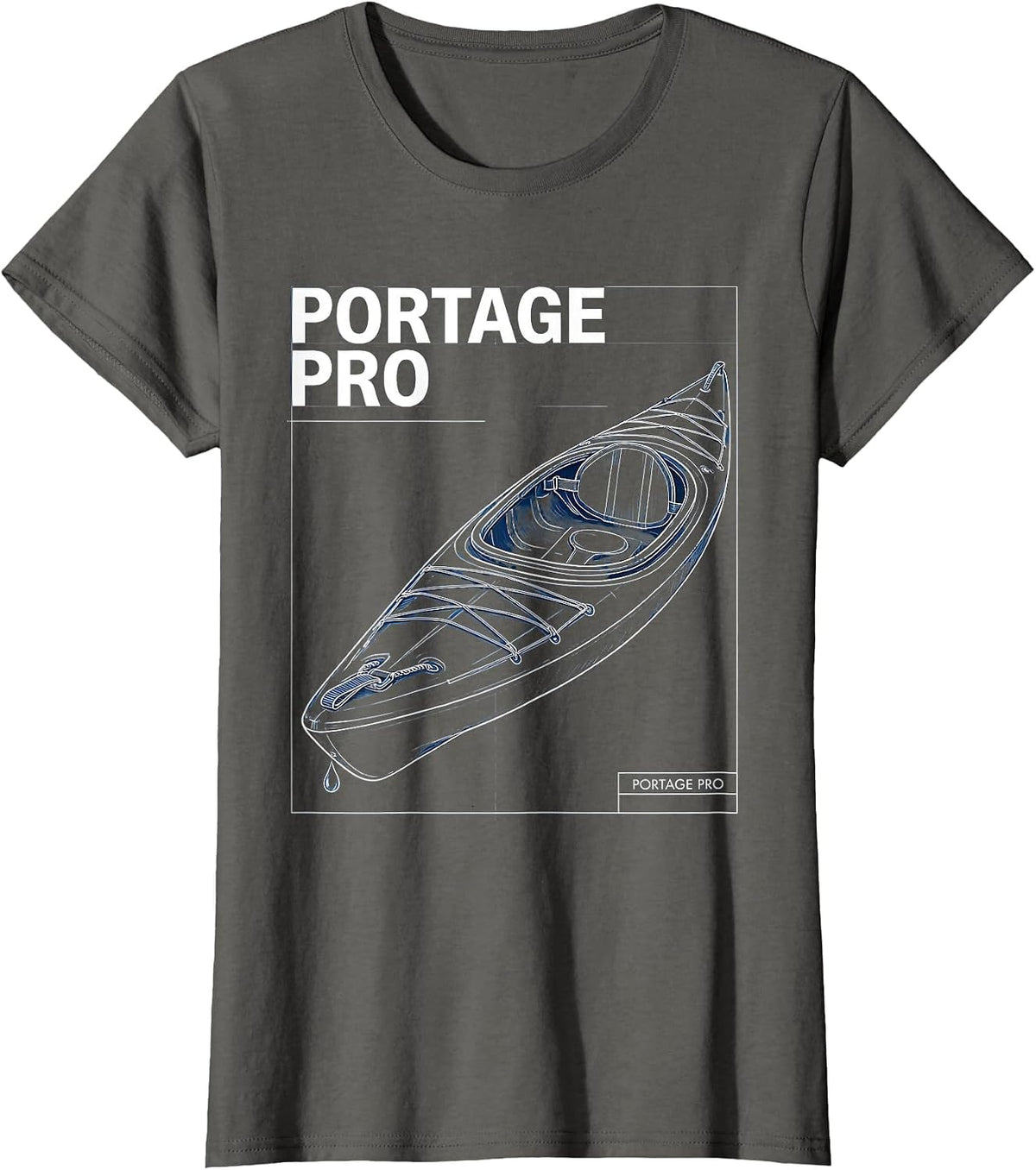 Women's Portage Pro Funny Kayak Kayaking Paddling Lover T-Shirt - Asphalt Grey