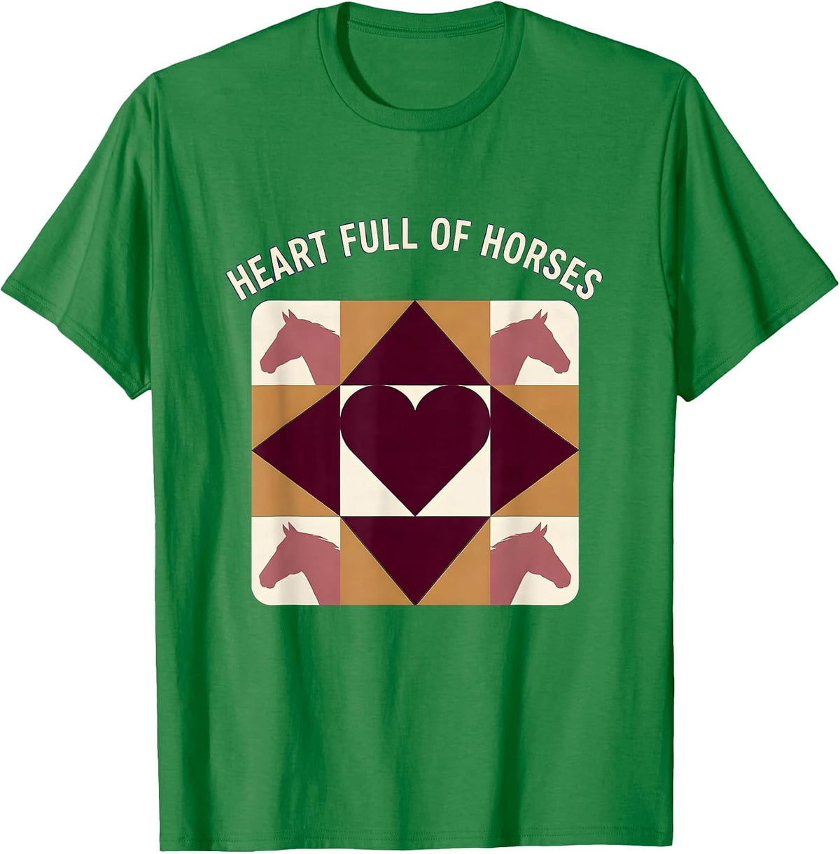 Men's Heart Full Of Horses Cowgirl Design T-Shirt - Kelly Green
