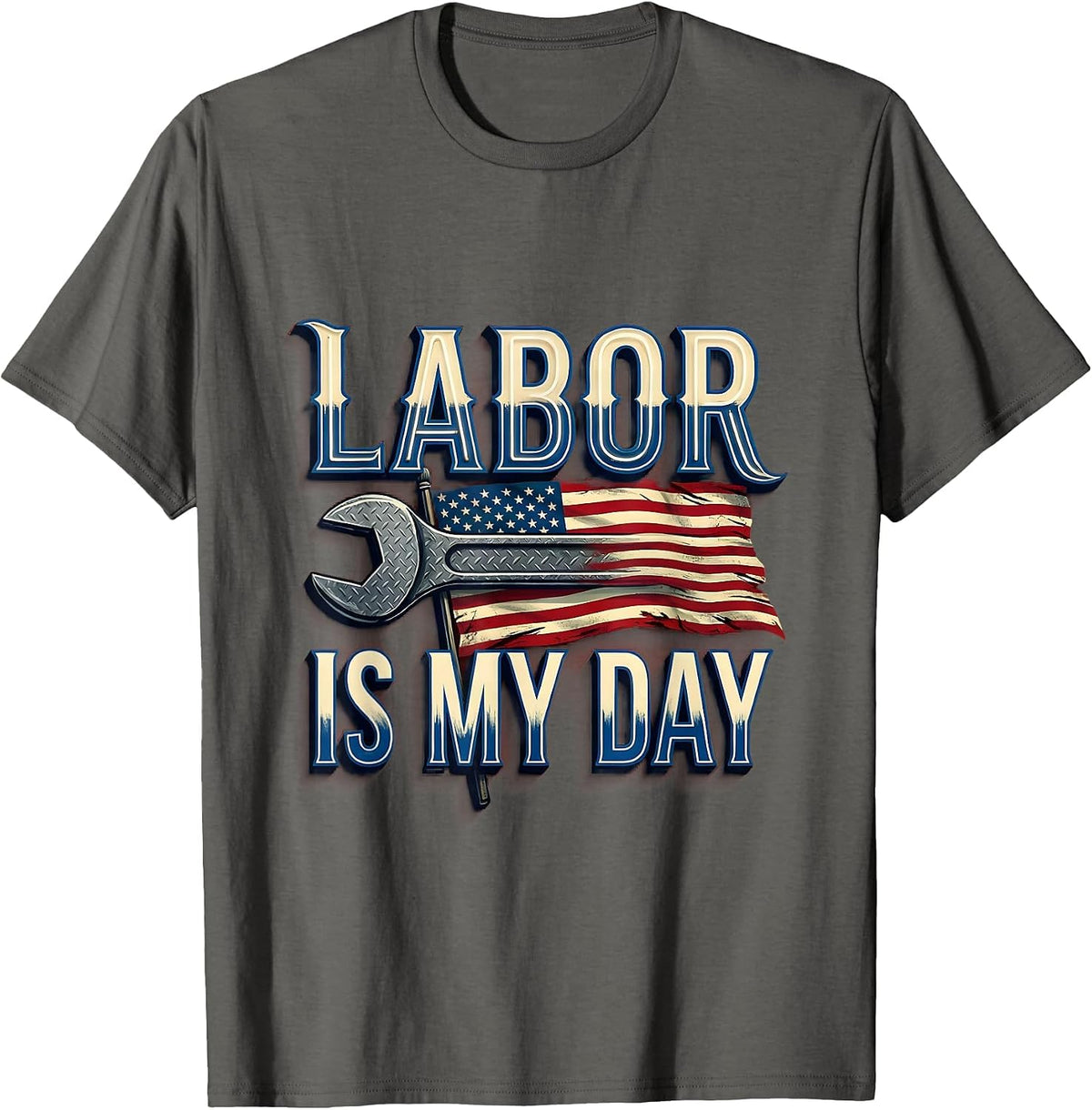 Labor Is My Day Vintage Handyman Mechanic Gift T-Shirt - Asphalt Grey