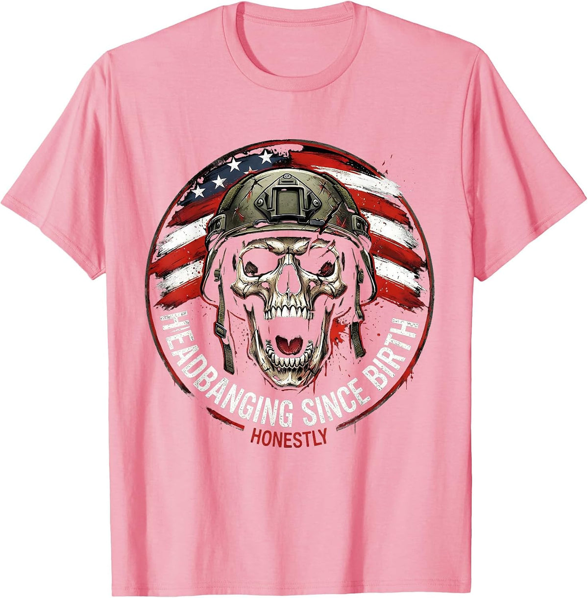 Men's Headbanging Since Birth Heavy Metal Music Design T-Shirt - Pink