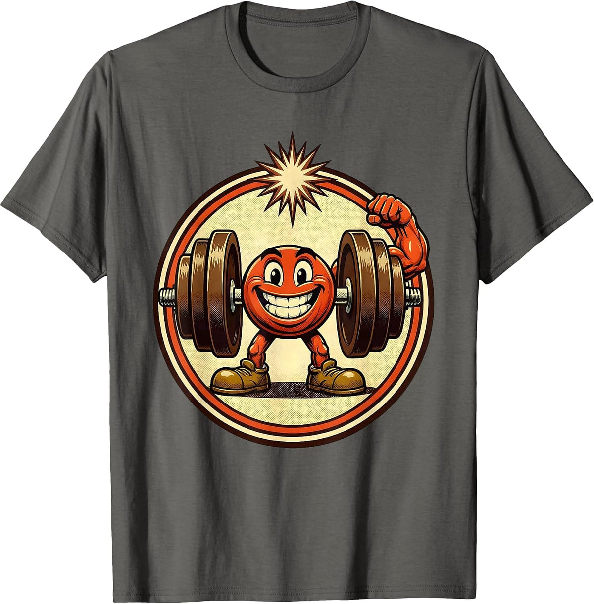 Physical Therapy Bicep Curl Dumbbell Graphic T-Shirt - Asphalt Grey