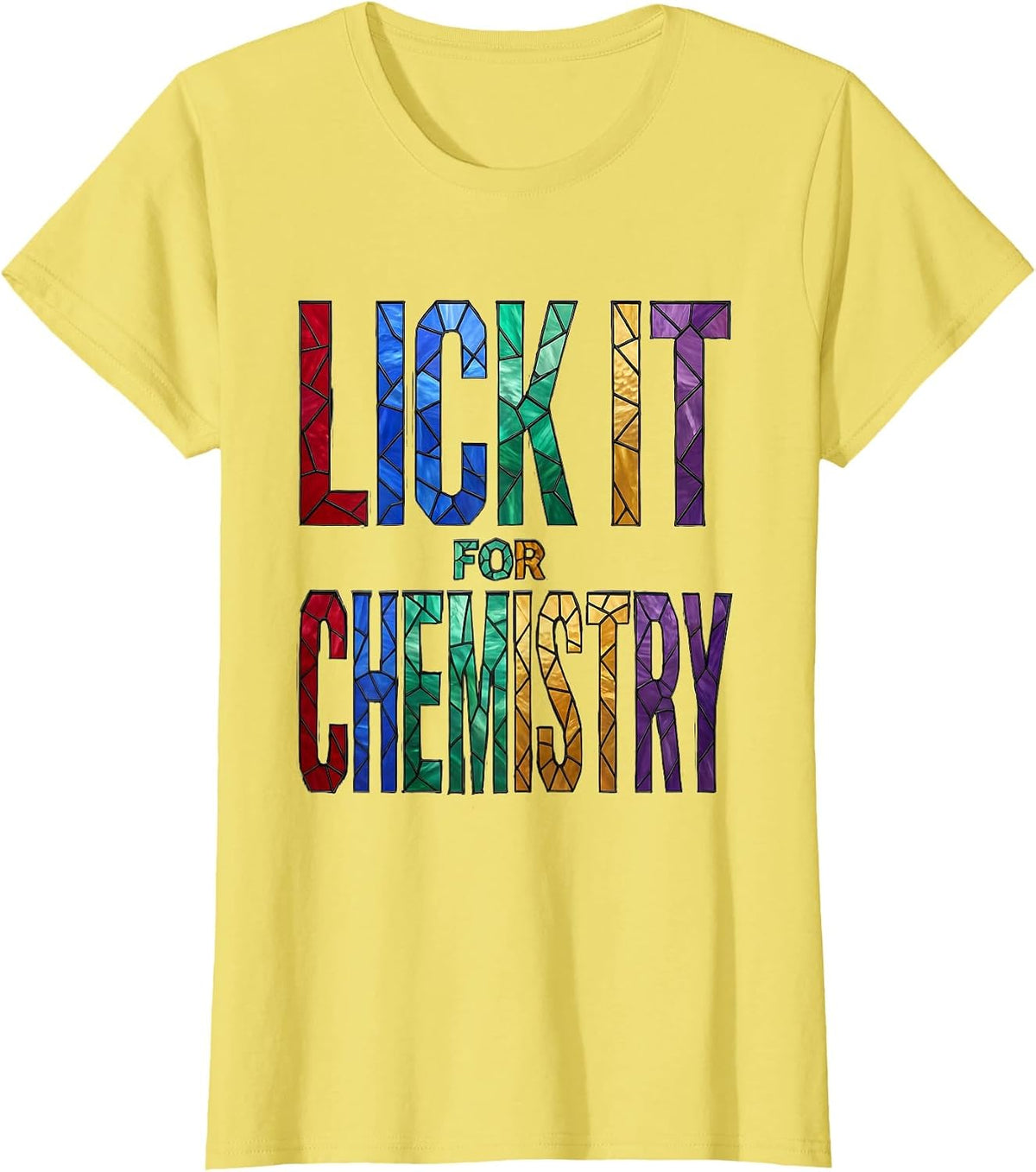 Lick It For Chemistry Periodic Table Design T-Shirt - Lemon Yellow