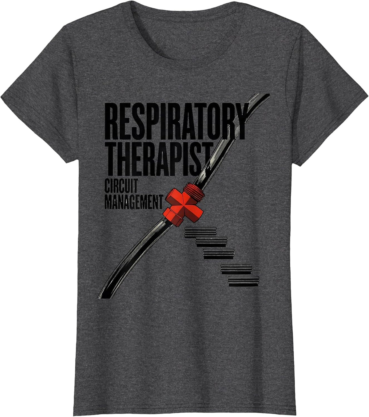 Women's Respiratory Therapist Circuit Management RT T-Shirt - Dark Heather Grey
