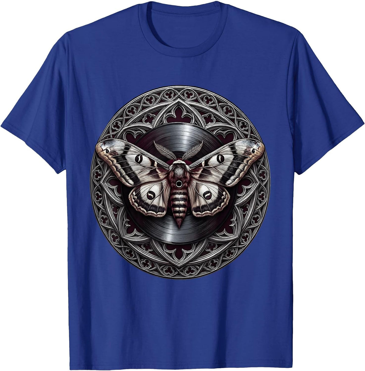 Moth Wings Vinyl Record Rock Music Graphic T-Shirt - Royal Blue