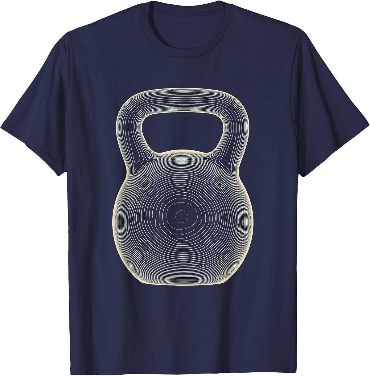Topographic Kettlebell Gym Workout Humor Weightlifting T-Shirt - Navy Blue