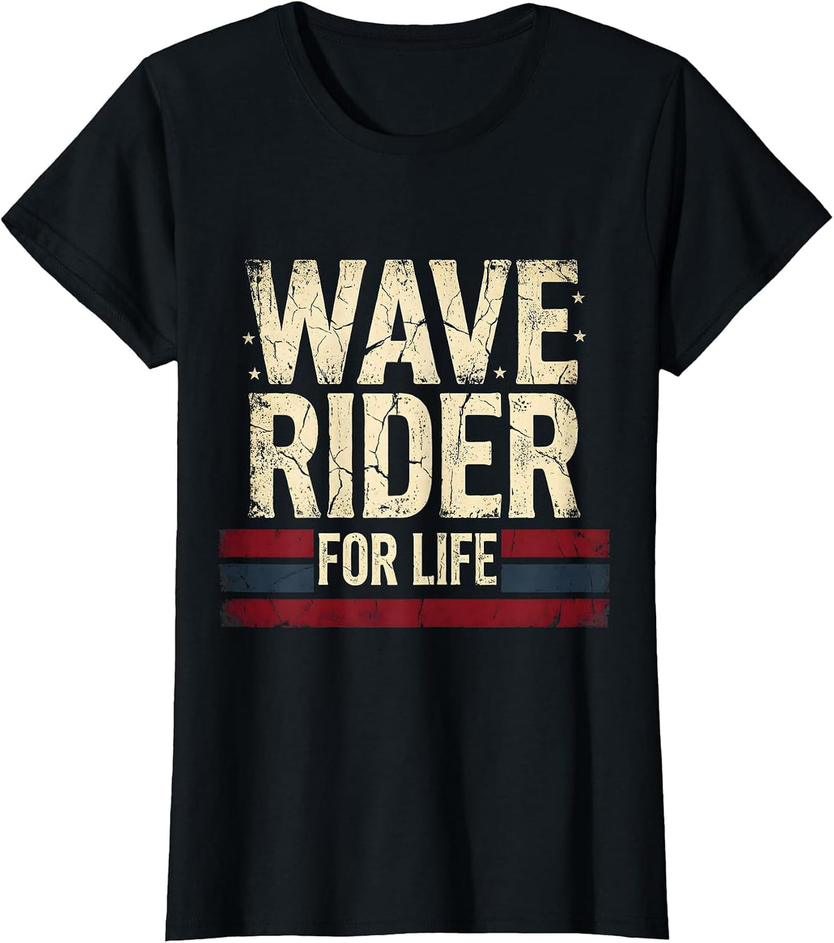 Wave Rider For Life Mens Beach Design T-Shirt - Black