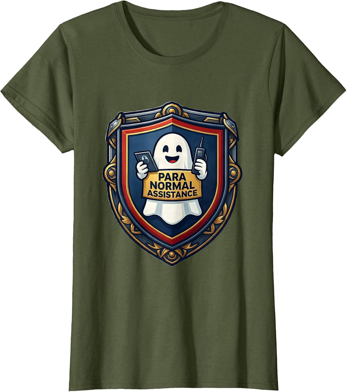 Women's Para Normal Assistance Funny Ghost Paraprofessional T-Shirt - Olive Green
