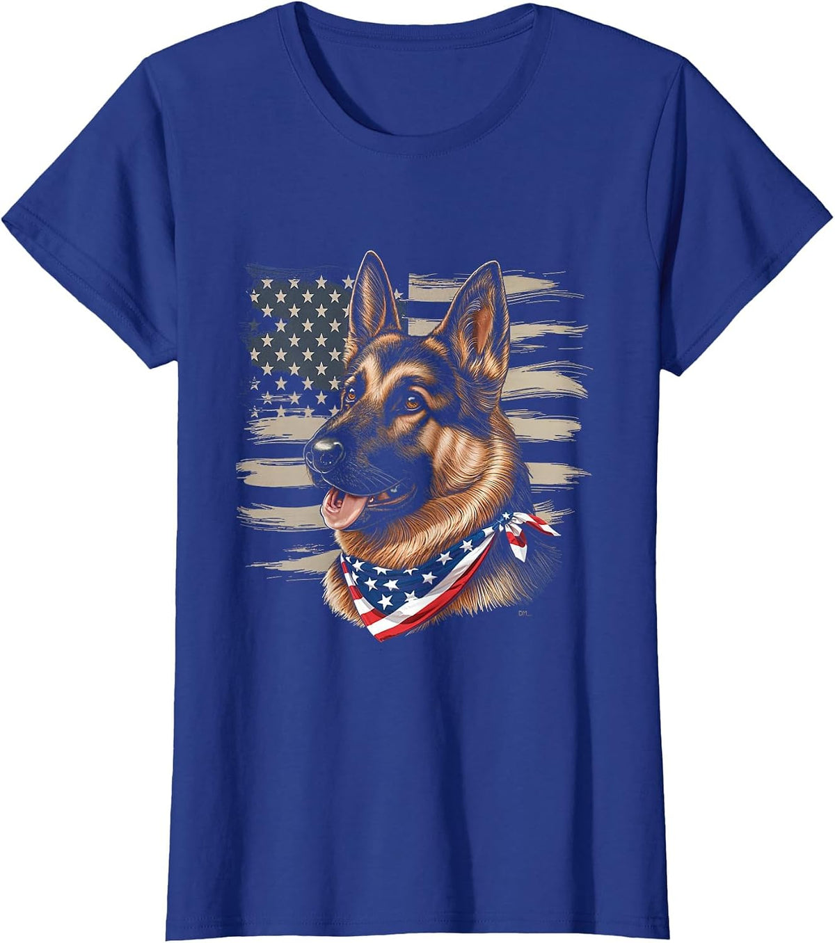 German Shepherd American Flag Dog Patriotic Pet T-Shirt - Royal Blue