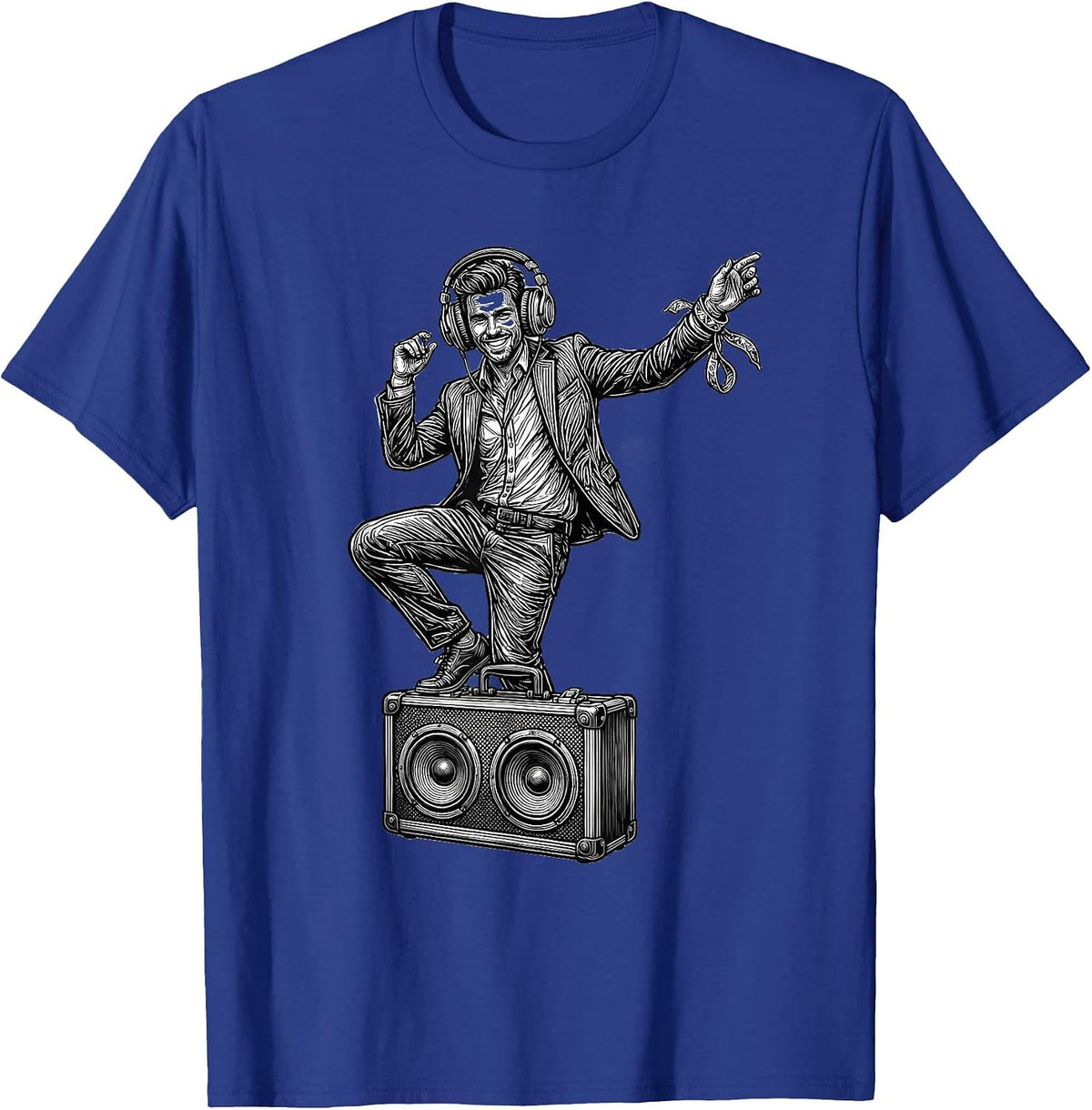 Men's Dancing Business Casual Rave EDM Festival Humor T-Shirt - Royal Blue