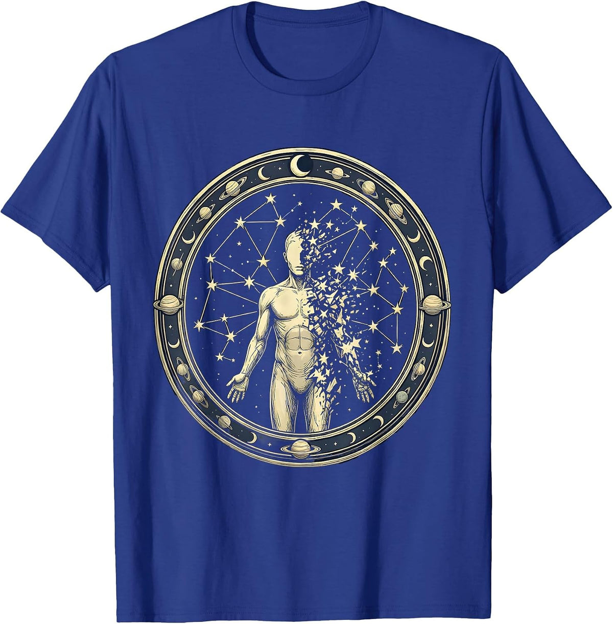 Human Constellation Dissolve Galaxy Space Art T-Shirt - Royal Blue