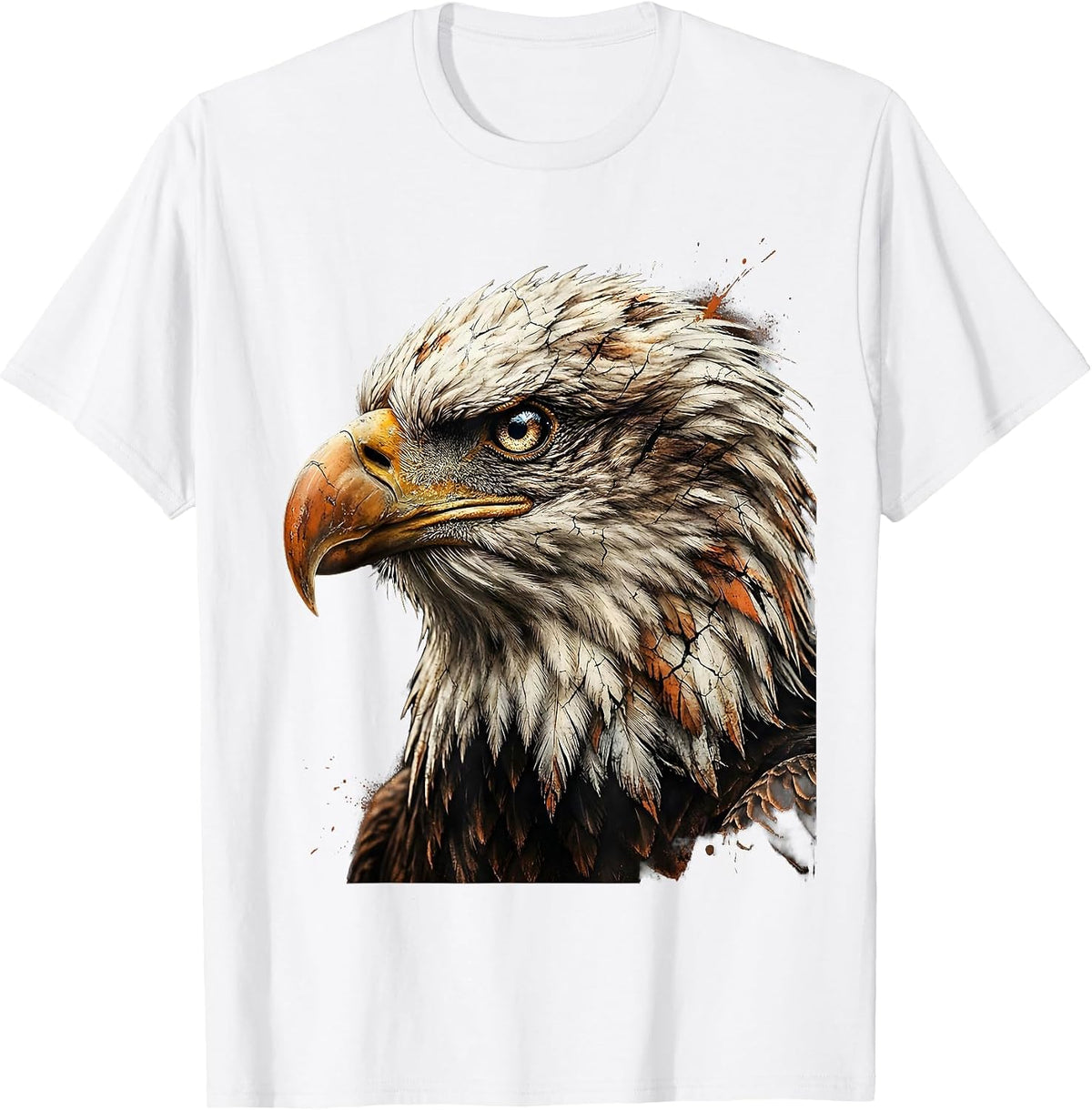 Men's Bald Eagle Head Profile Portrait USA Design T-Shirt - White