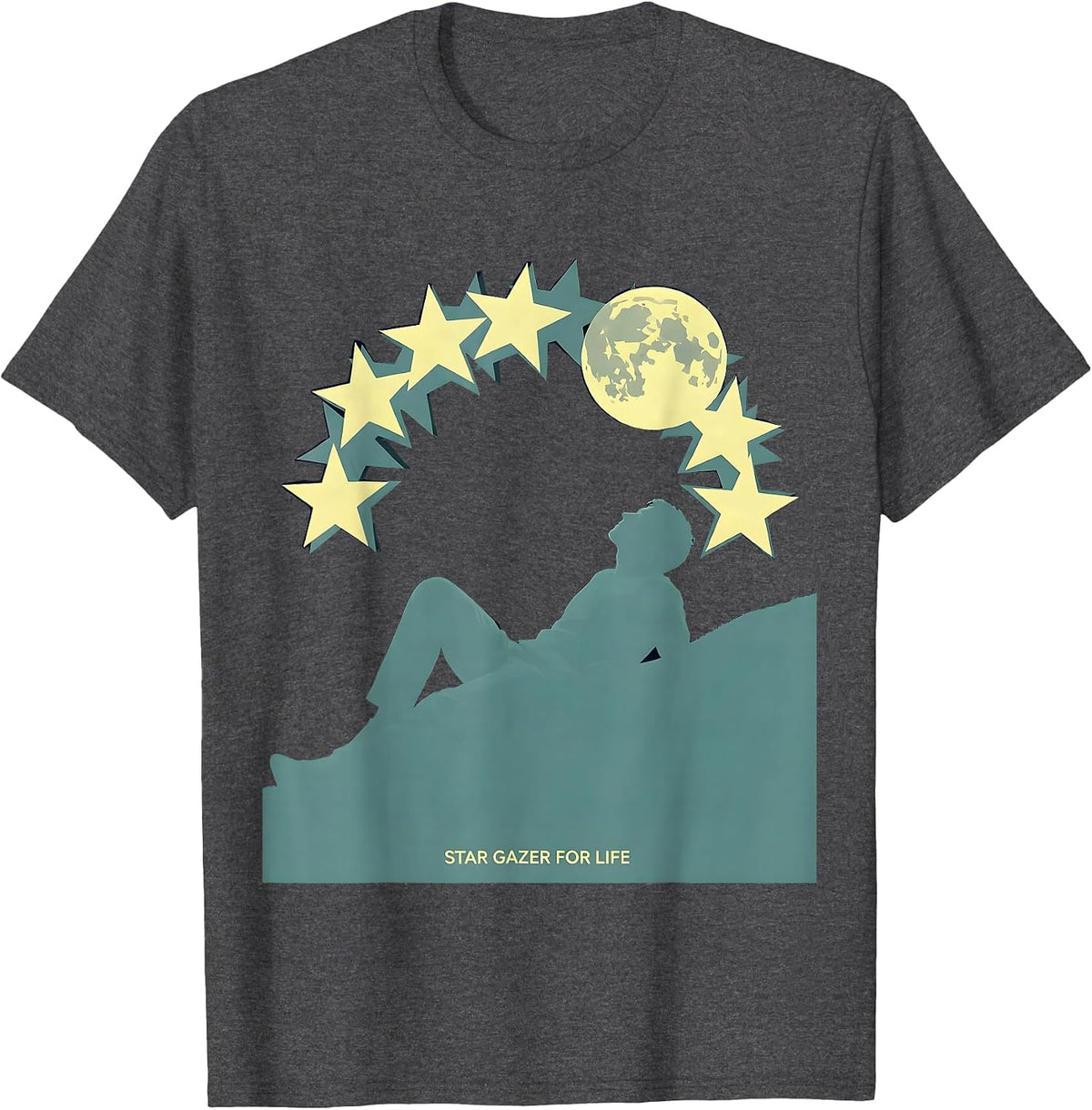 Star Gazer For Life Astronomy Design T-Shirt - Dark Heather Grey