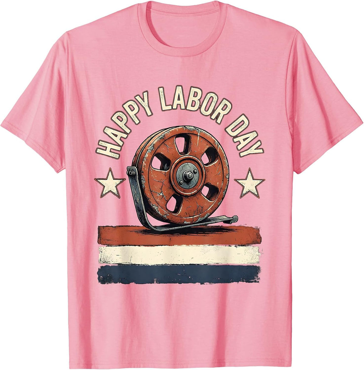 Men's Happy Labor Day Distressed Patriotic Union Worker Pride T-Shirt - Pink