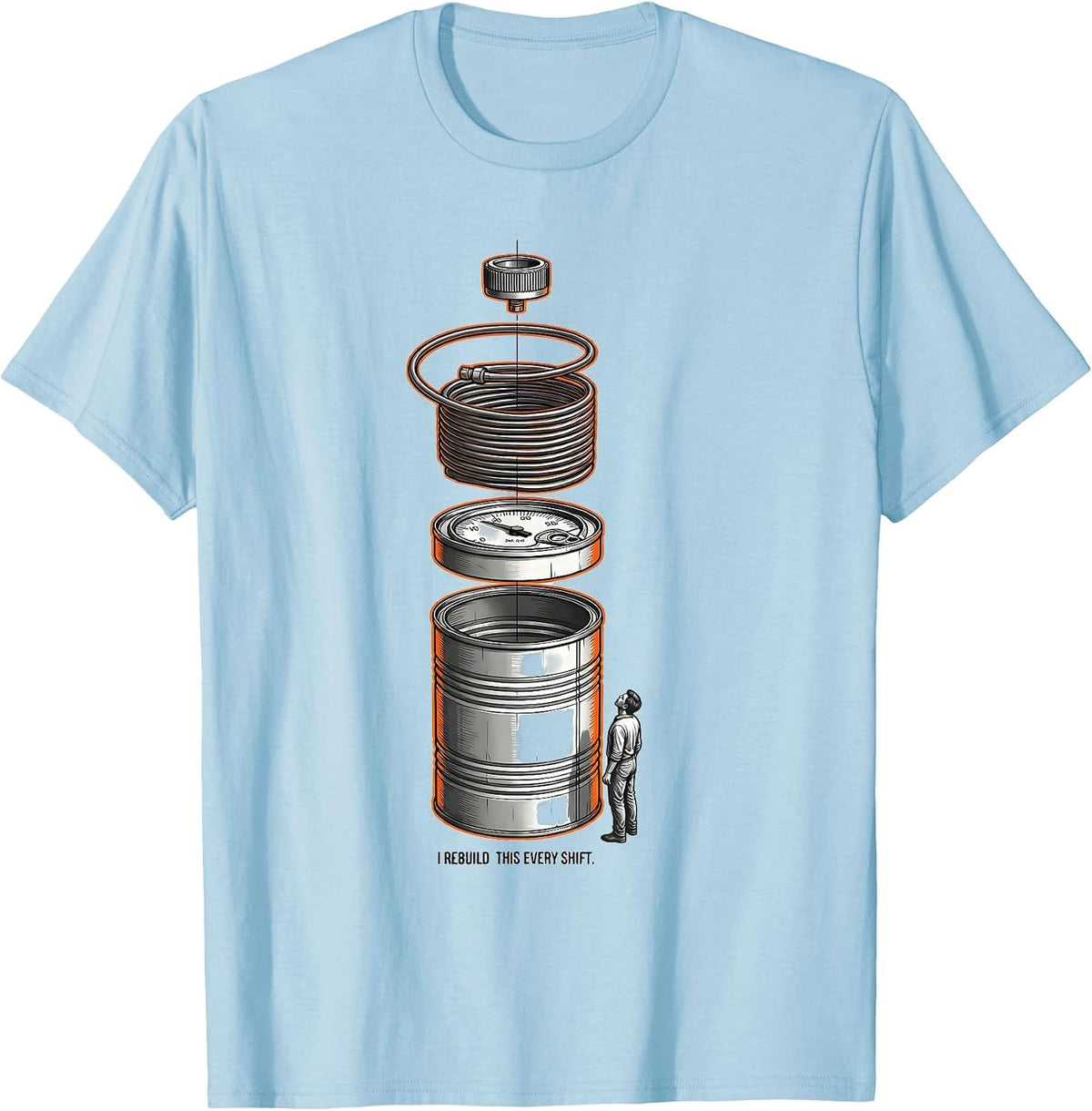 Men's I Rebuild This Every Shift Funny Respiratory Therapist RT T-Shirt - Baby Blue