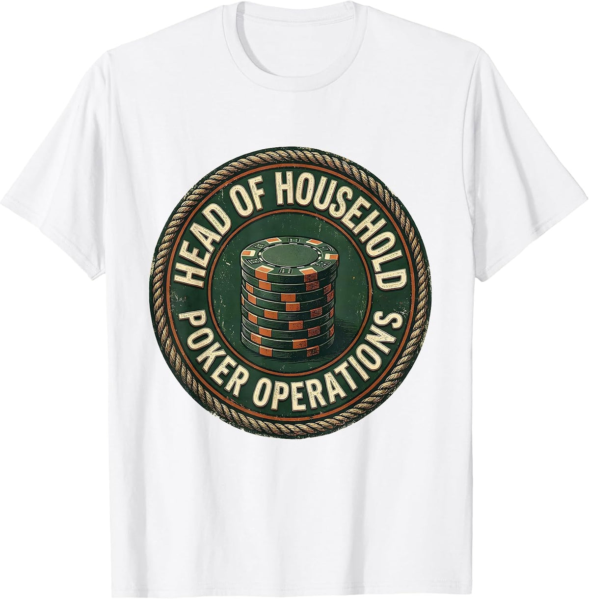 Men's Head Of Household Poker Operations Vintage Funny Gambler T-Shirt - White