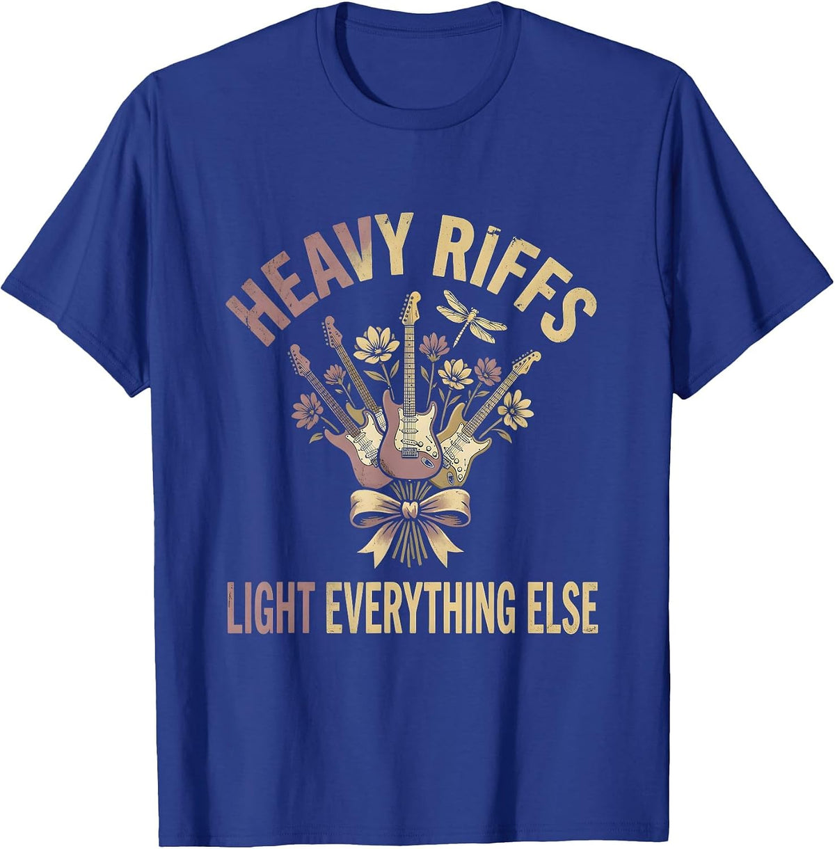 Heavy Riffs Light Everything Else Rock Design T-Shirt - Royal Blue