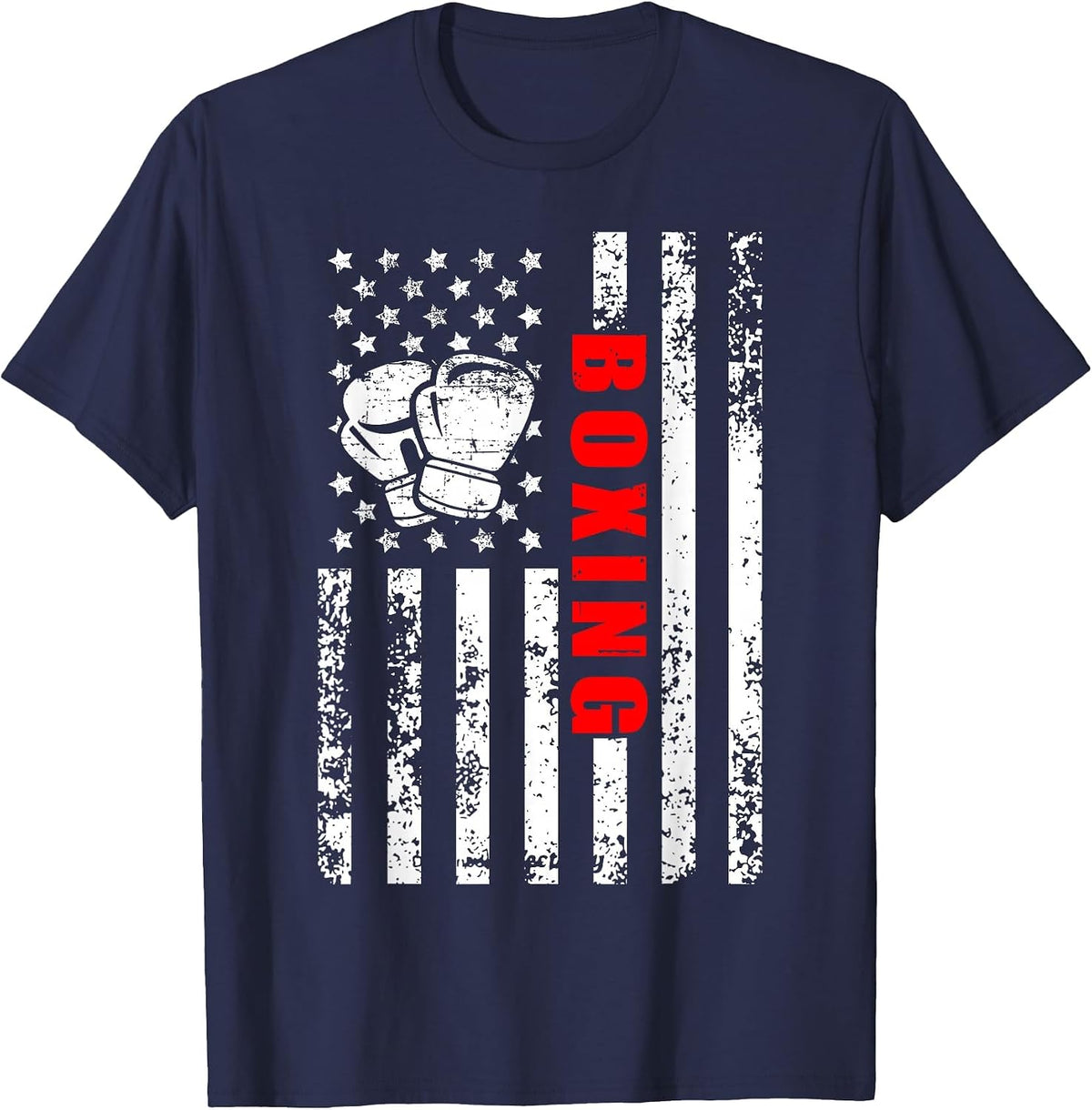 American Flag Boxing Patriotic Boxing T-Shirt - Navy Blue