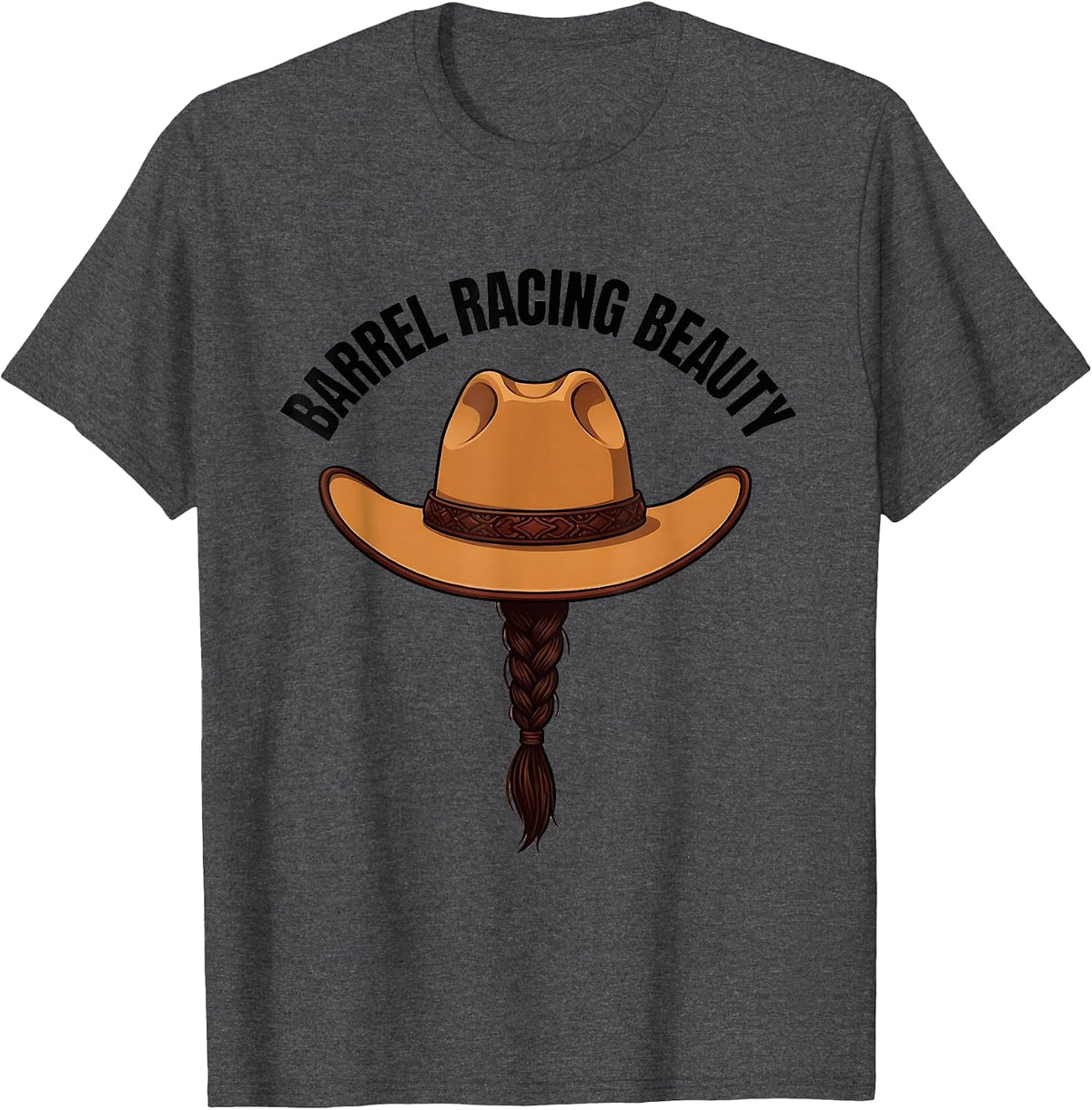 Barrel Racing Beauty Cowgirl Design T-Shirt - Dark Heather Grey