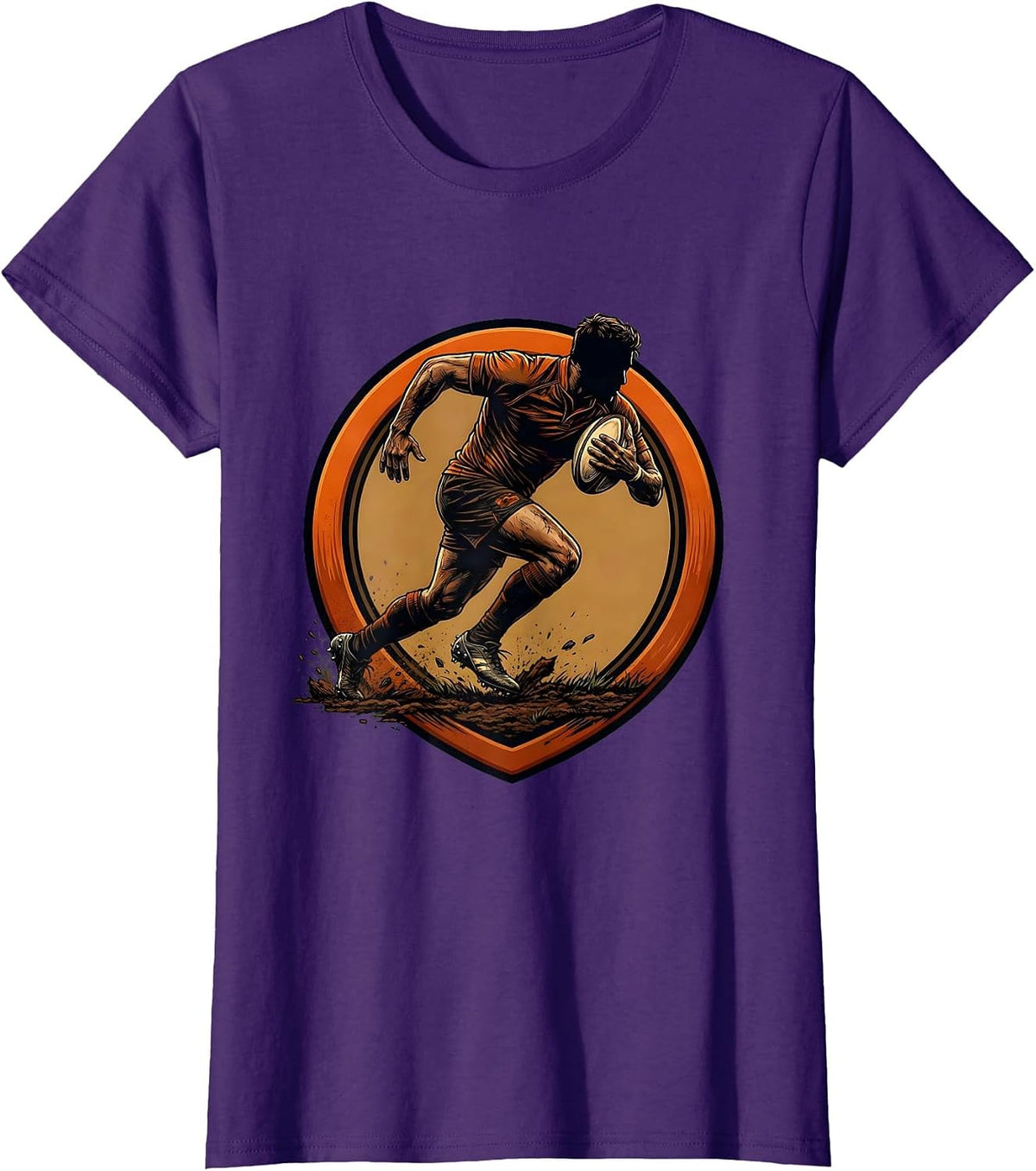 Women's Rugby Sprint Graphic - Ball Carrier in Full Stride T-Shirt - Purple