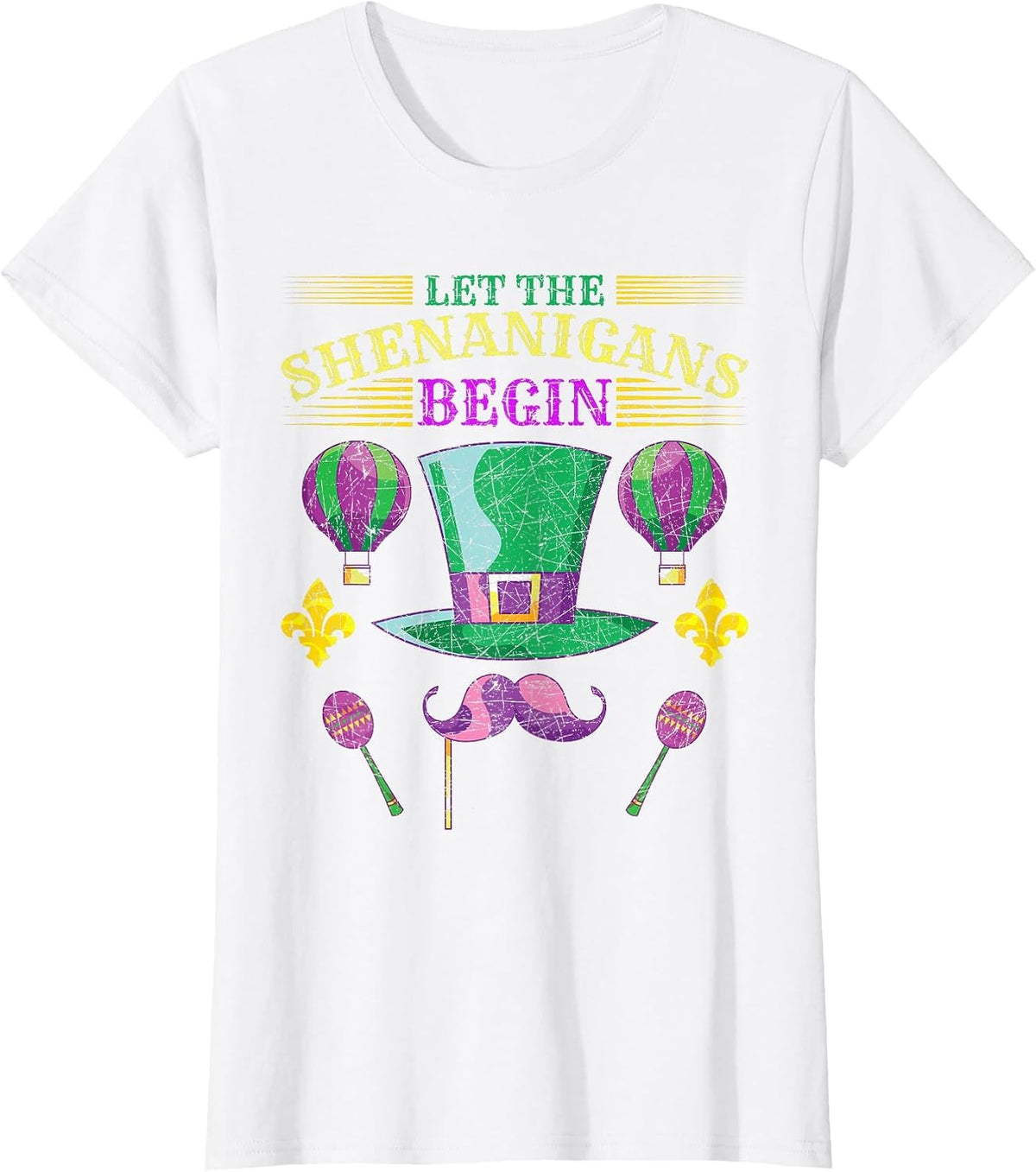Let The Shenanigans Begin Masquerade Carnival Mardi Gras T-Shirt - White