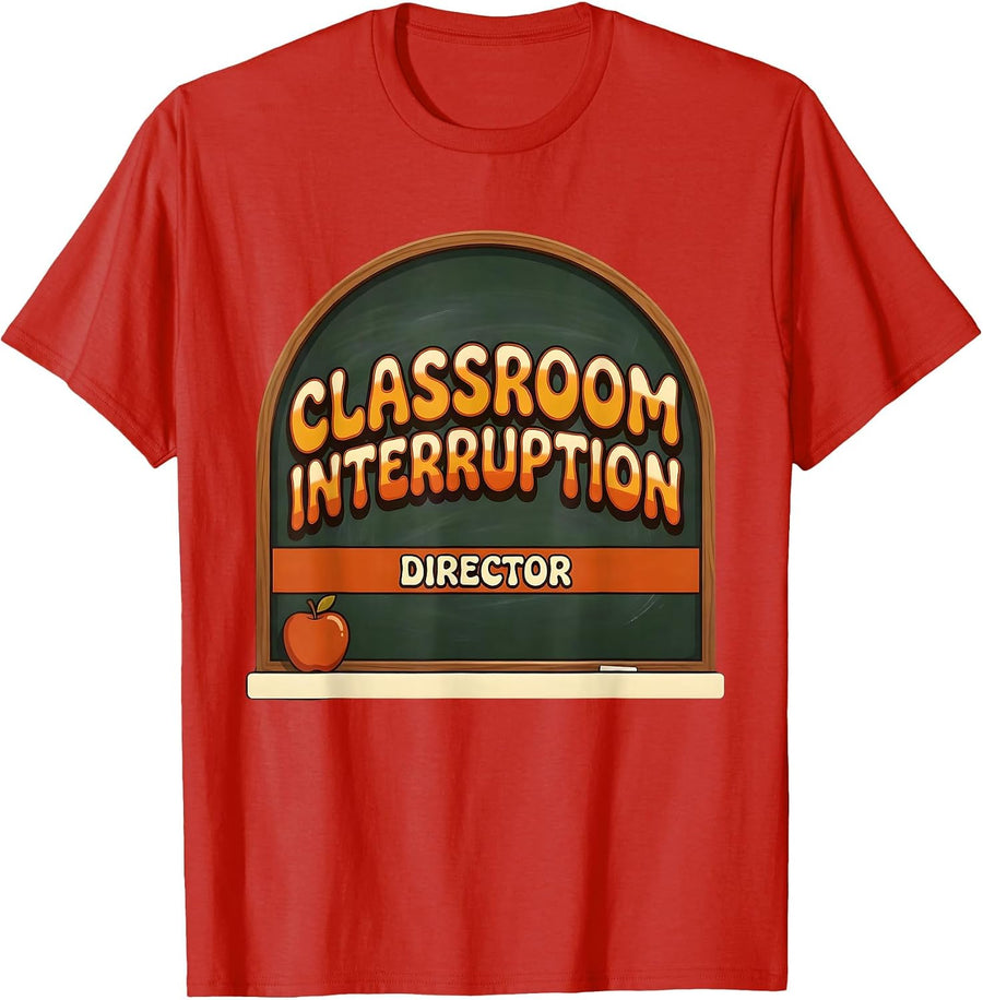 Men's Classroom Interruption Director Retro 70s Funny Teacher T-Shirt - Red