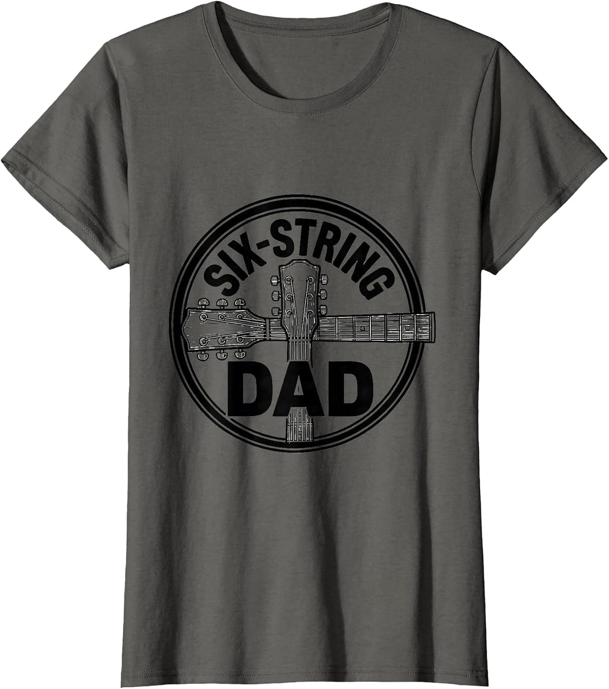 Women's Six-String Dad Funny Guitar Player Dad Humor T-Shirt - Asphalt Grey