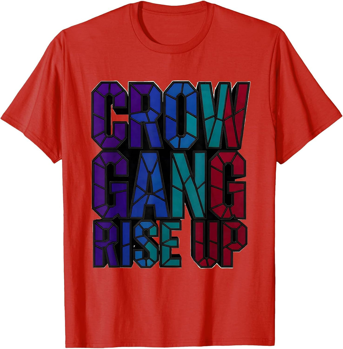 Men's Crow Gang Rise Up Bold Crow Graphic Design T-Shirt - Red