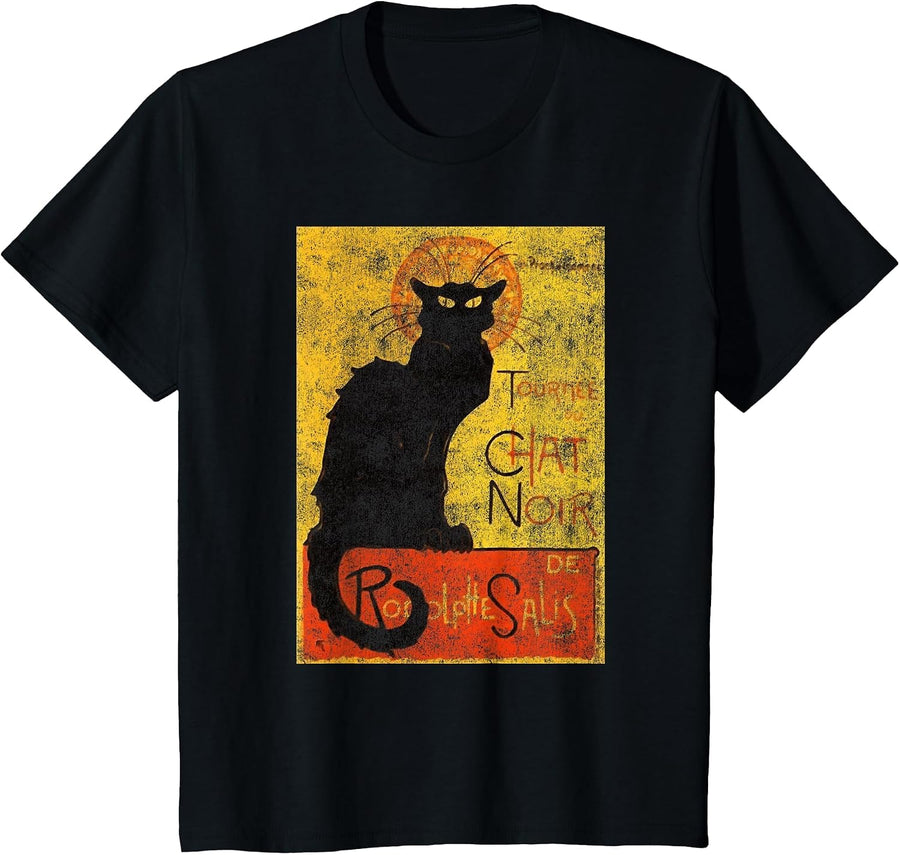 Vintage Tournee du Chat Noir Black Cat Halloween T-Shirt - Black