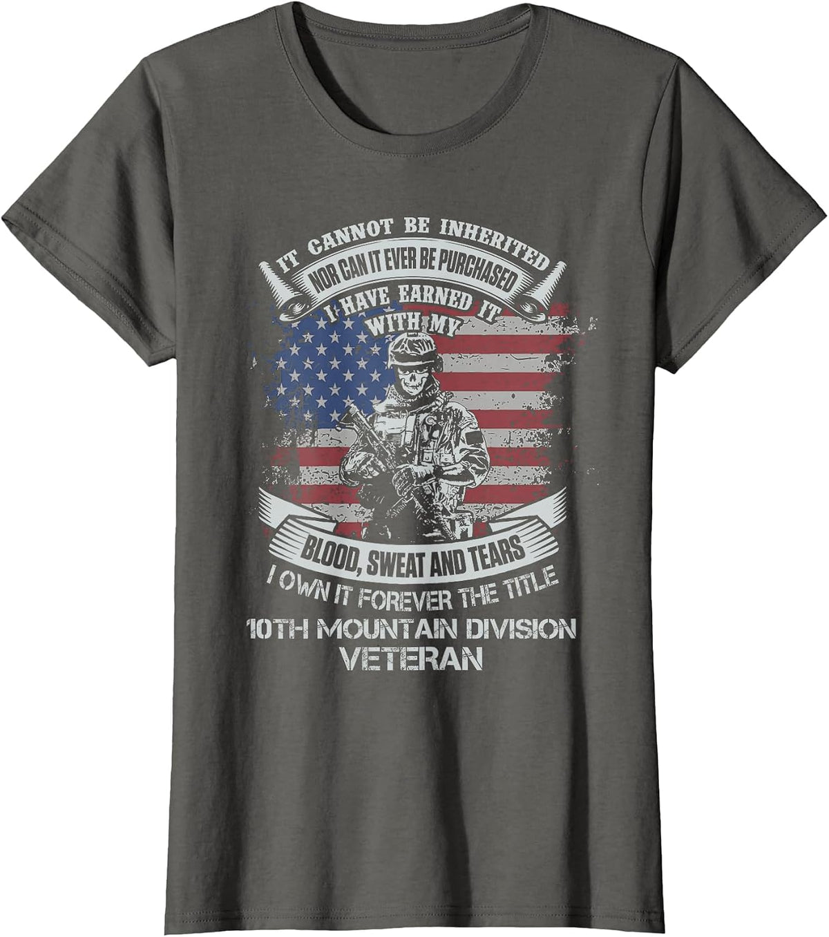 Own Forever The Title 10th Mountain Division Veteran T-Shirt - Asphalt Grey