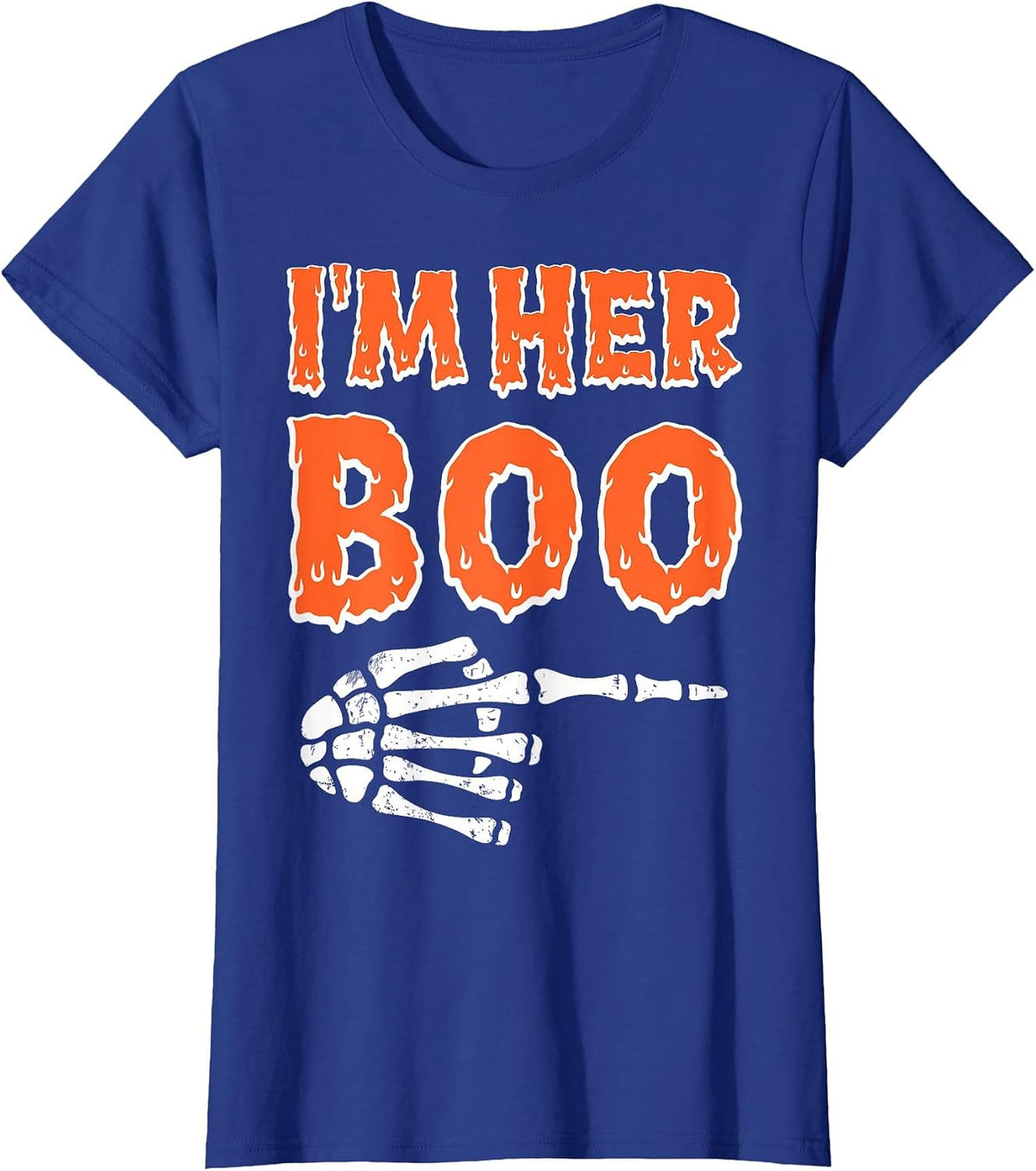 I’m Her Boo I’m His Ghoul Halloween Couples Matching Costume T-Shirt - Royal Blue