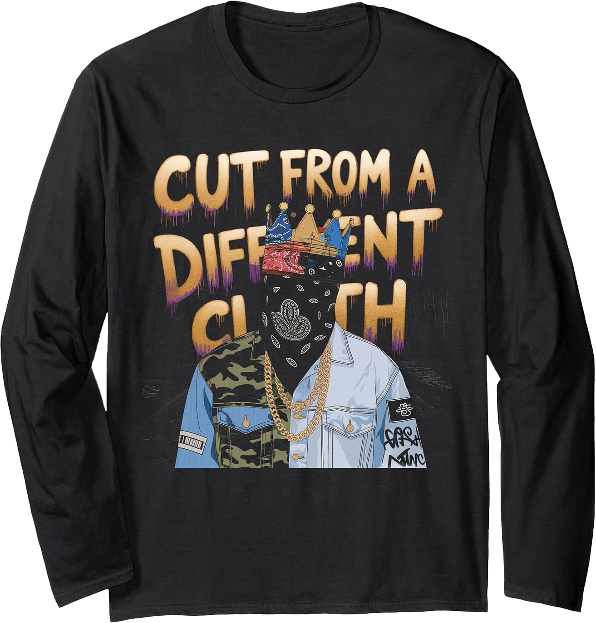 Hip Hop Long Sleeve T-Shirt - Adult Unisex Black