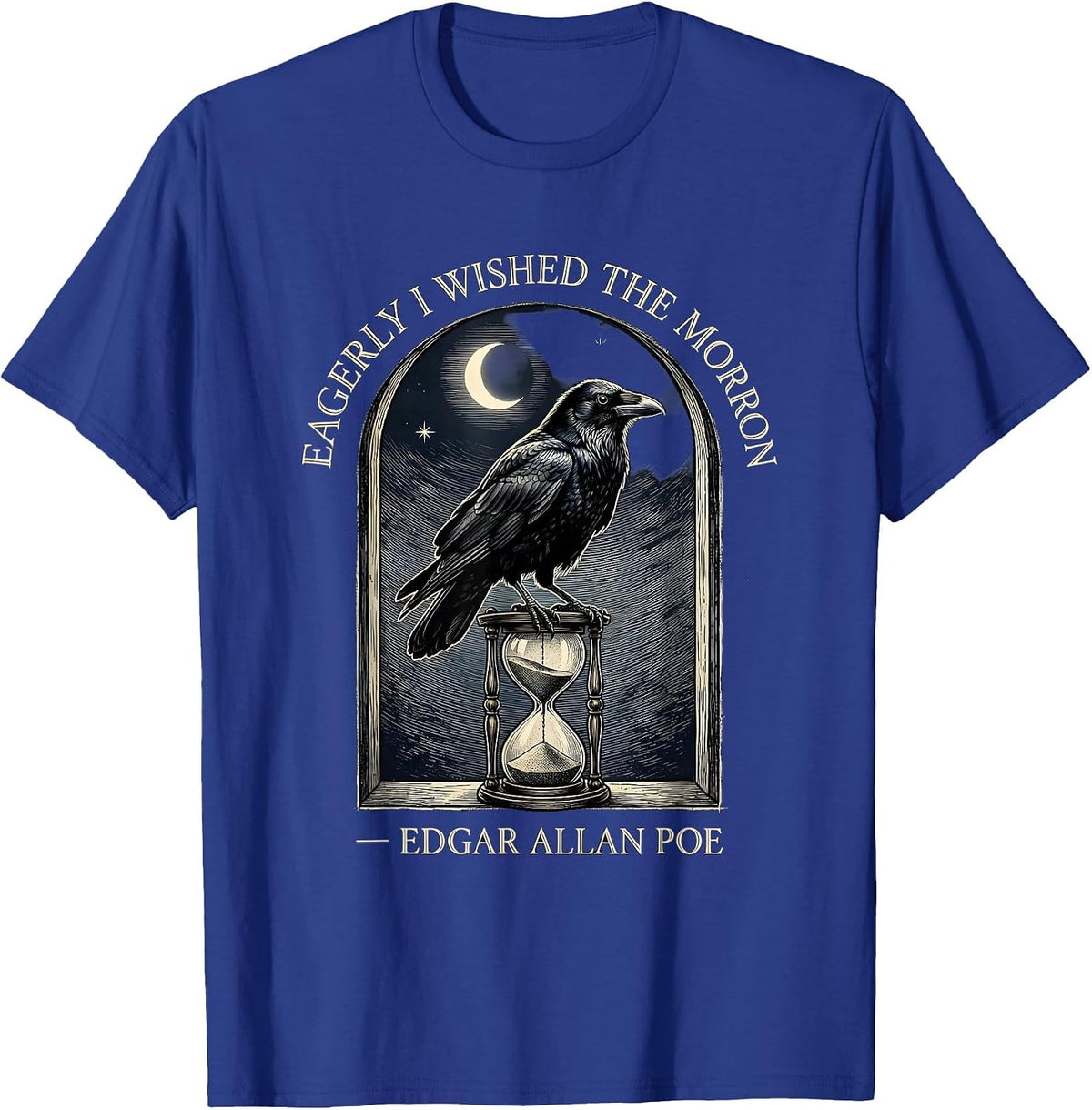 Men's Eagerly I Wished The Morrow — Edgar Allan Poe Vintage T-Shirt - Royal Blue