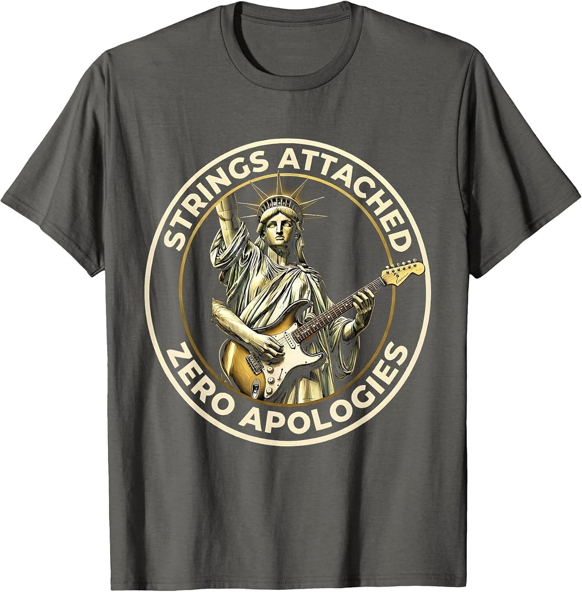 Strings Attached Zero Apologies Band Music Tee T-Shirt - Asphalt Grey