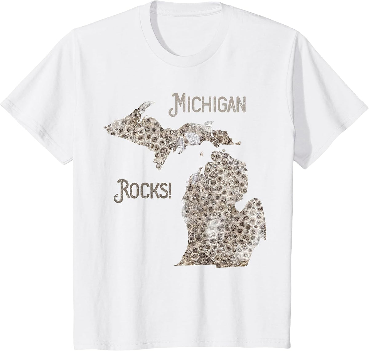 Michigan Rocks Petoskey Stone Hunting Tee Great Lakes State T-Shirt - White