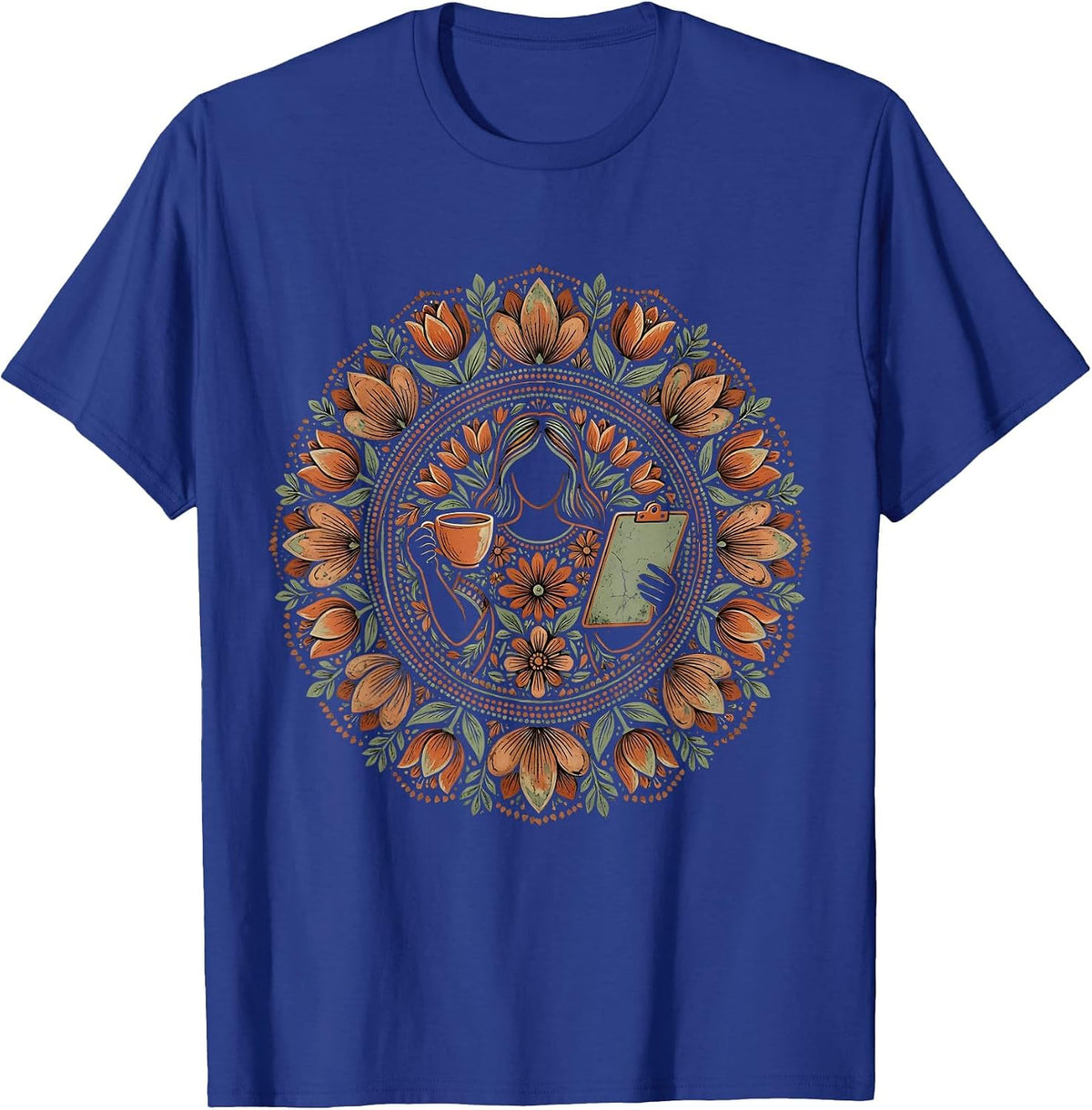 Paraprofessional Balancing Coffee and Clipboard T-Shirt - Royal Blue